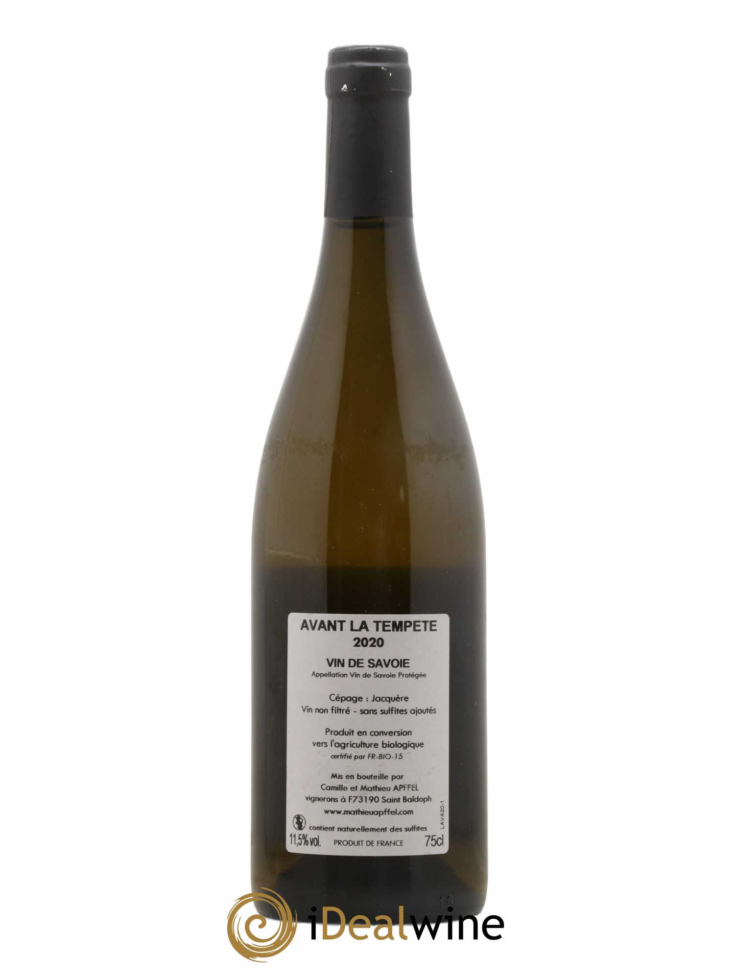 Vin de Savoie Avant la tempête Mathieu Apffel 2020 - Lot de 1 bouteille - 1