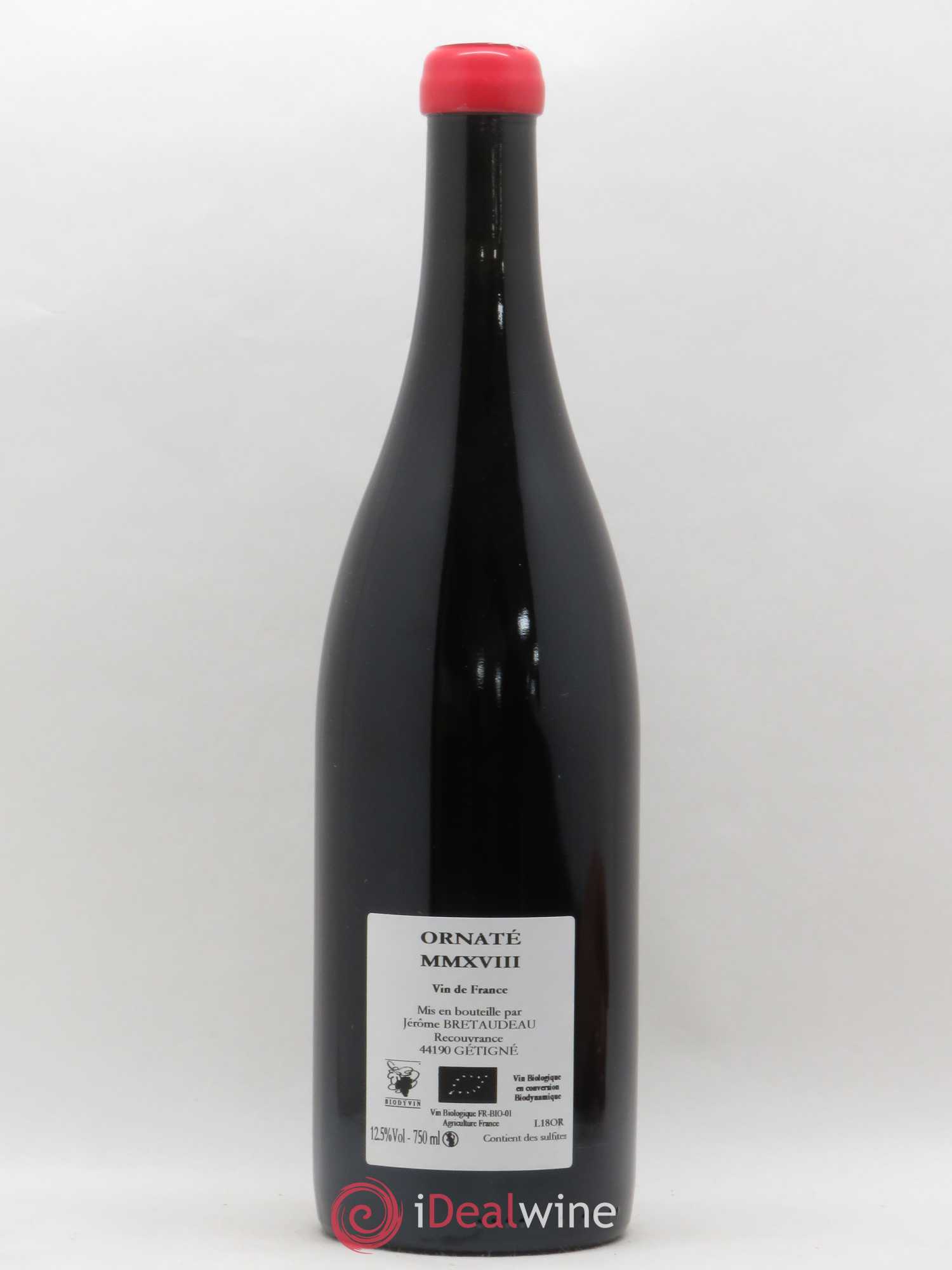 Vin de France Merlot Ornaté Jérôme Bretaudeau - Domaine de Bellevue (sans prix de réserve) 2018 - Lot de 1 bouteille - 1