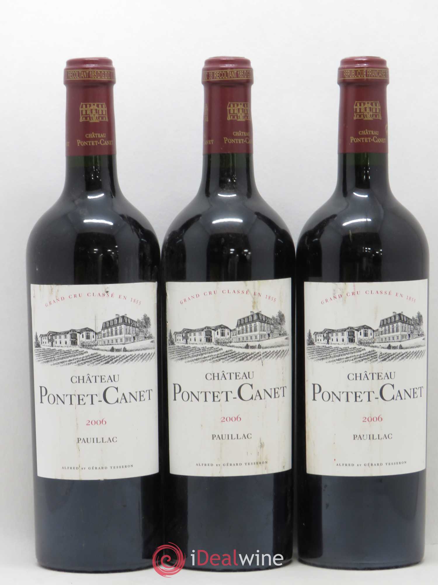Château Pontet Canet 5ème Grand Cru Classé 2006 - Lot de 3 bouteilles - 0