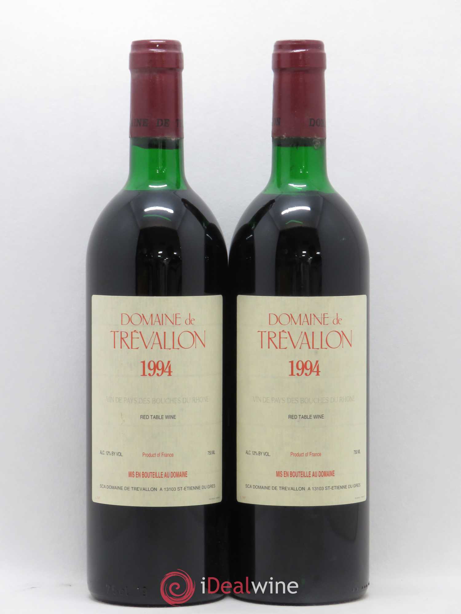 VDP Bouches du Rhône Trévallon (Domaine de) Eloi Dürrbach 1994 - Lot de 2 bouteilles - 0