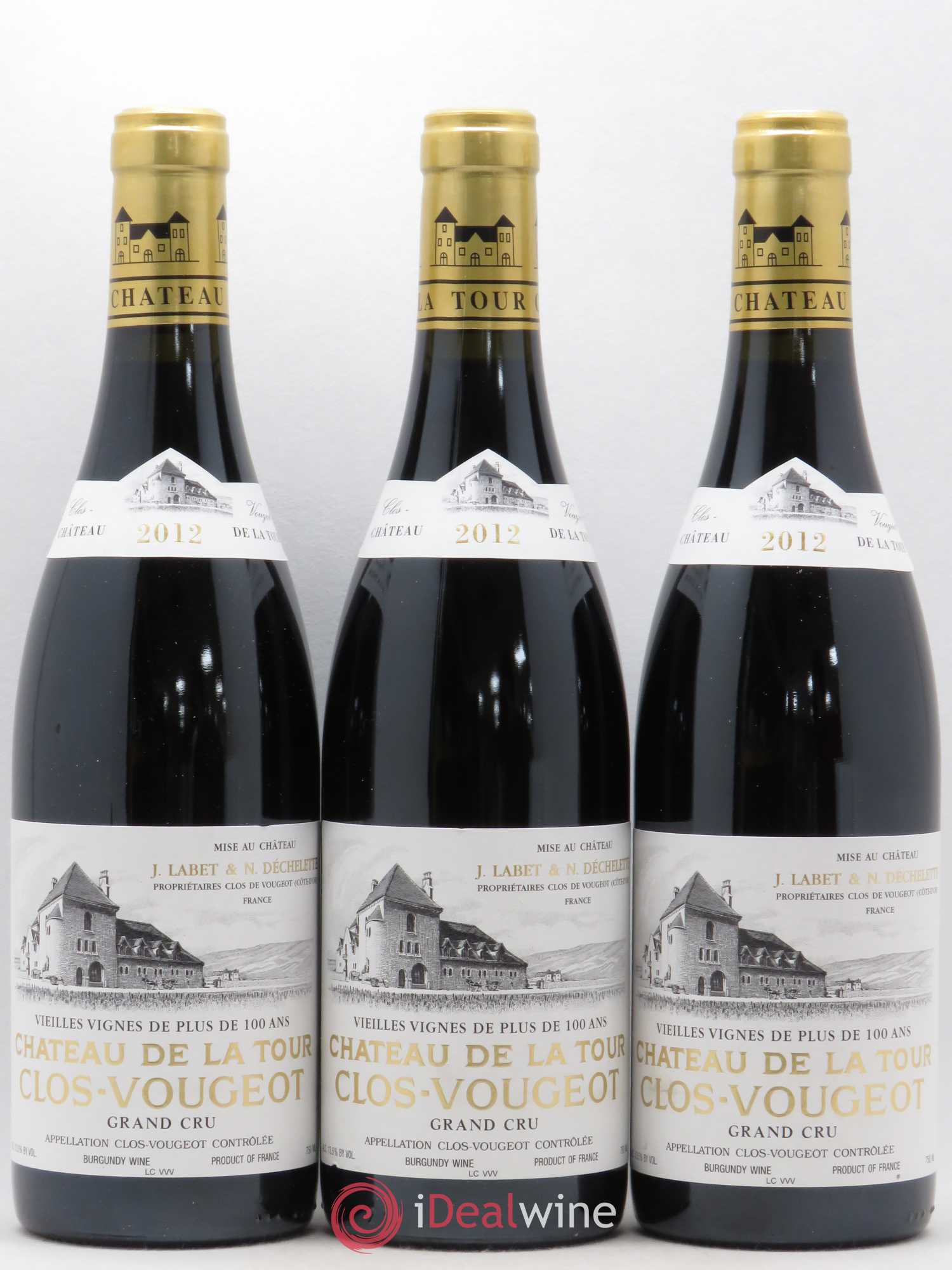 Clos de Vougeot Grand Cru Vieilles Vignes Château de La Tour 2012 - Lot de 3 bouteilles - 0