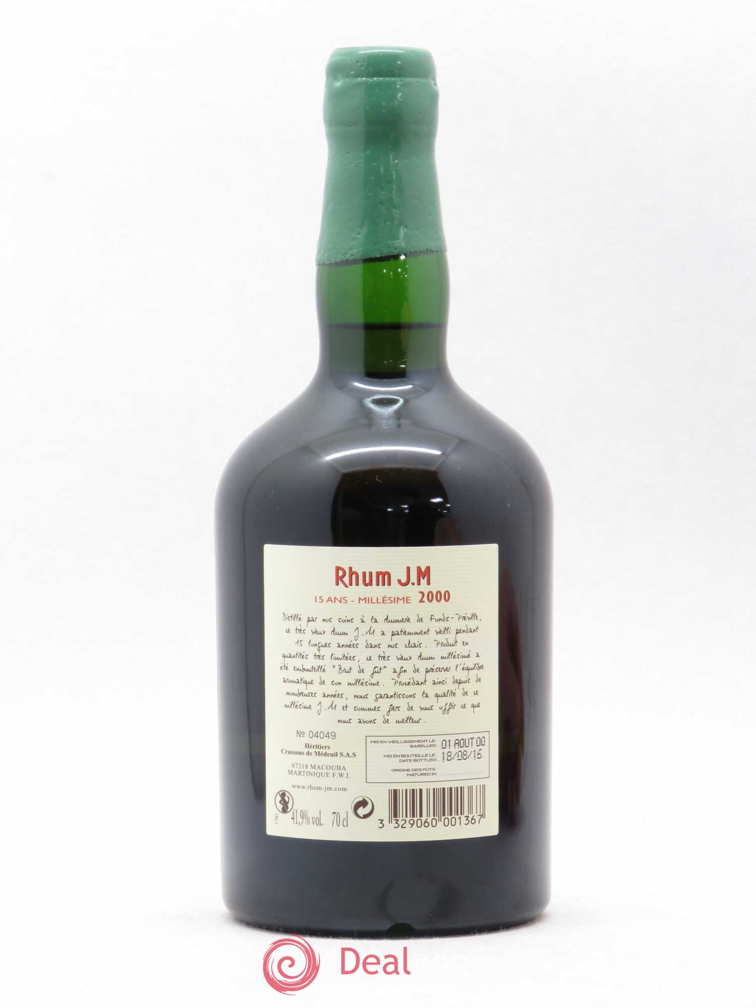 Rhum JM Très Vieux 15 ans 2000 - Lotto di 1 bottiglia - 1