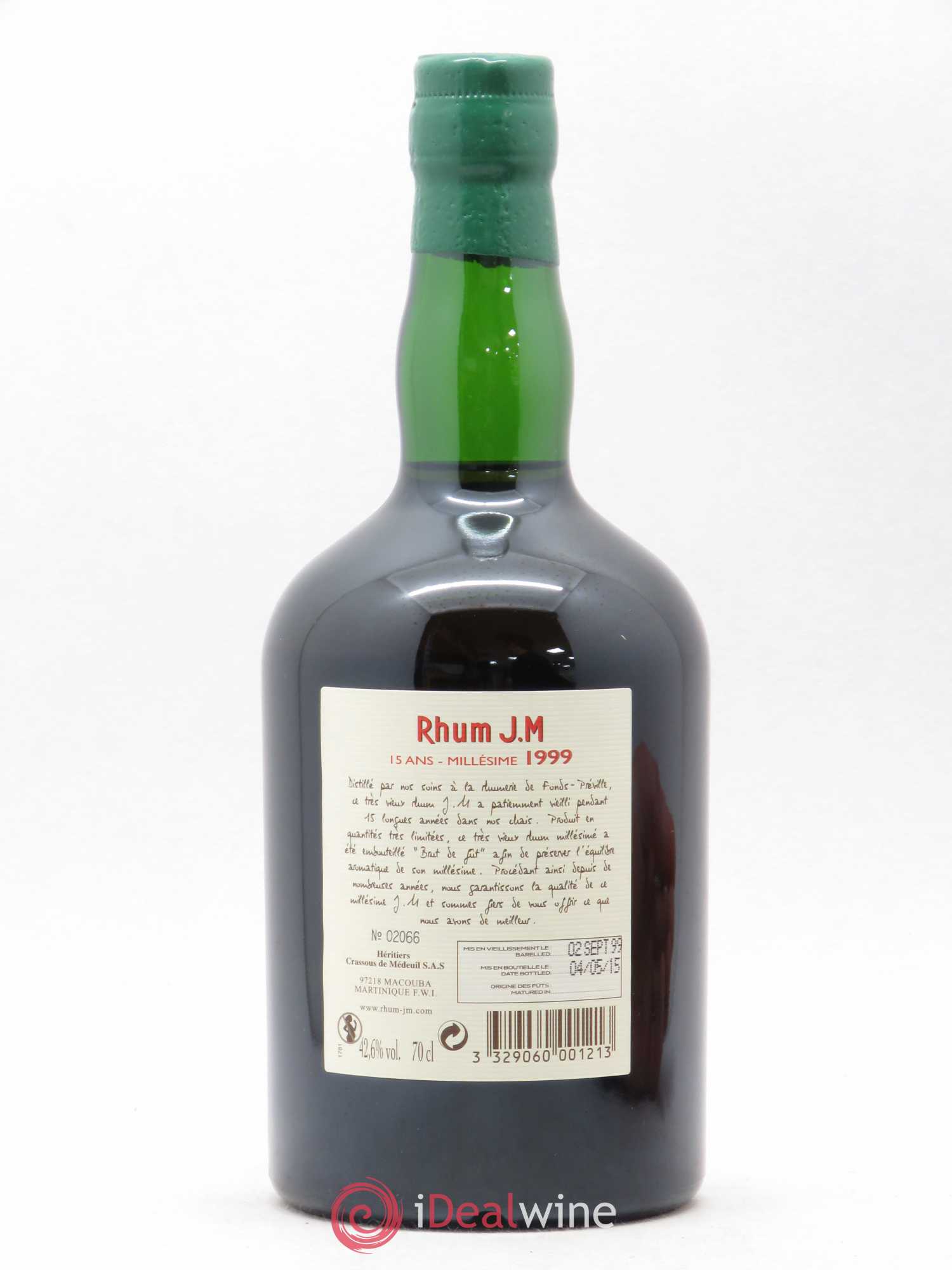 Rhum JM Très Vieux 15 Ans  1999 - Lot de 1 bouteille - 1