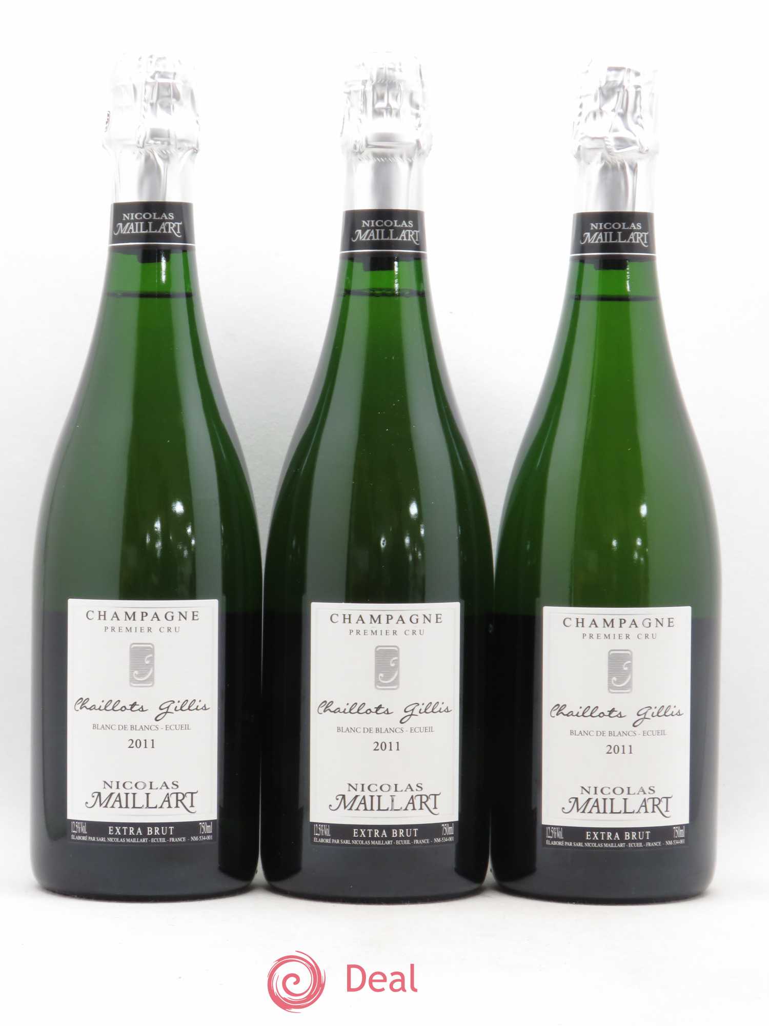 Champagne Blanc de blancs Chaillots Gillis N. Maillard 2011 - Posten von 3 Flaschen - 0