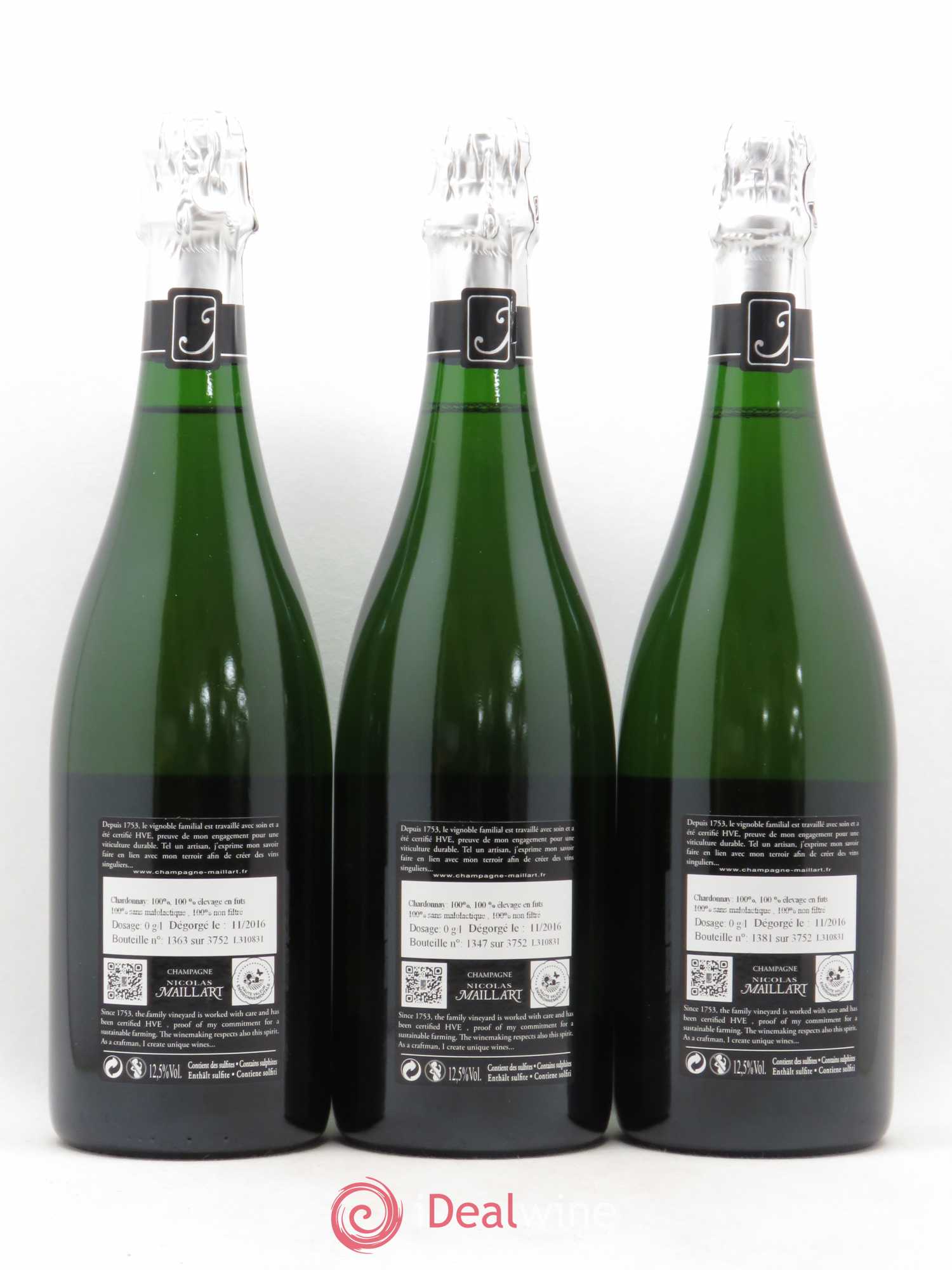 Champagne Blanc de blancs Chaillots Gillis N. Maillard 2011 - Posten von 3 Flaschen - 1