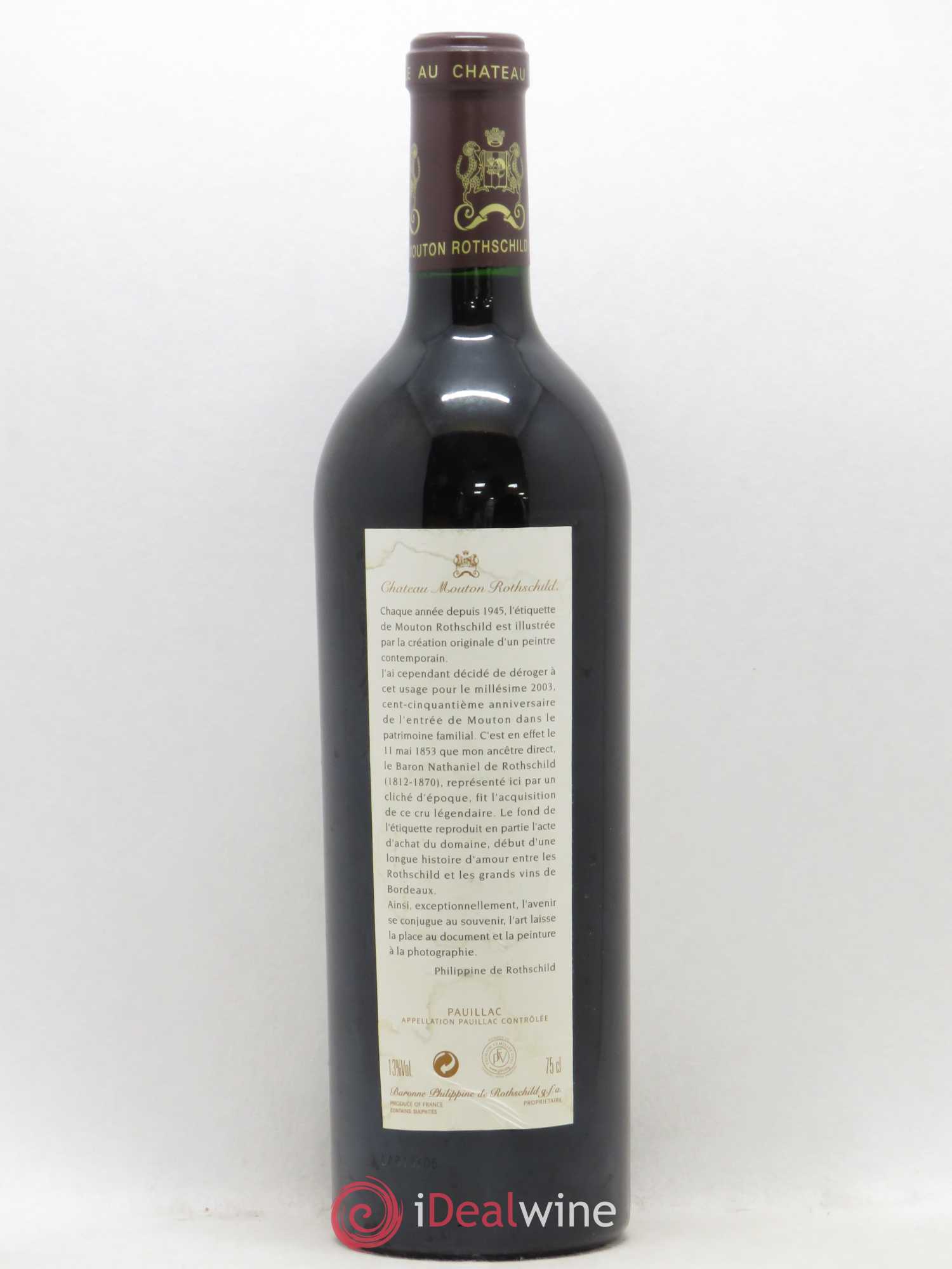 Château Mouton Rothschild 1er Grand Cru Classé 2003 - Lot de 1 bouteille - 1