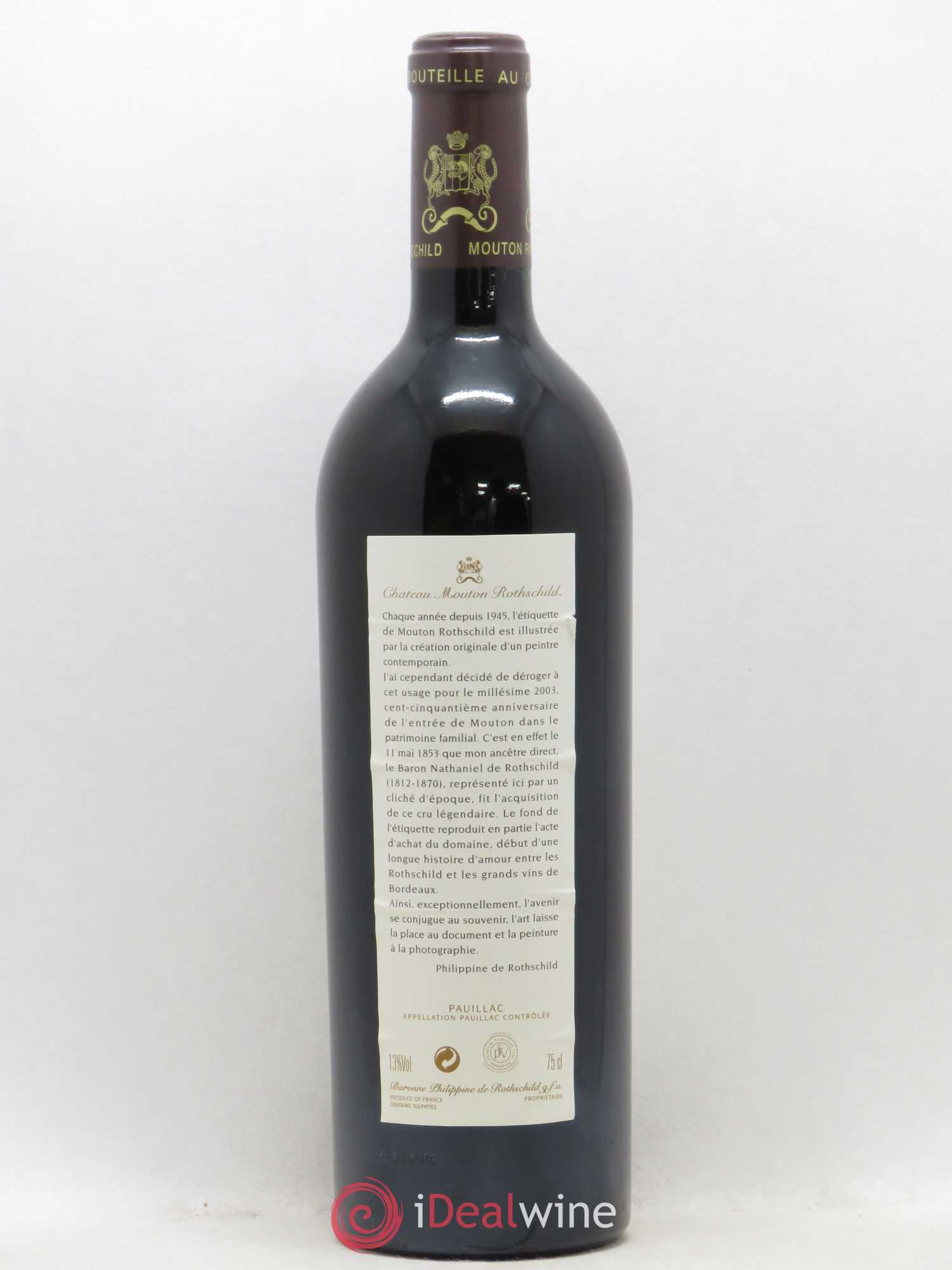 Château Mouton Rothschild 1er Grand Cru Classé 2003 - Lot de 1 bouteille - 1