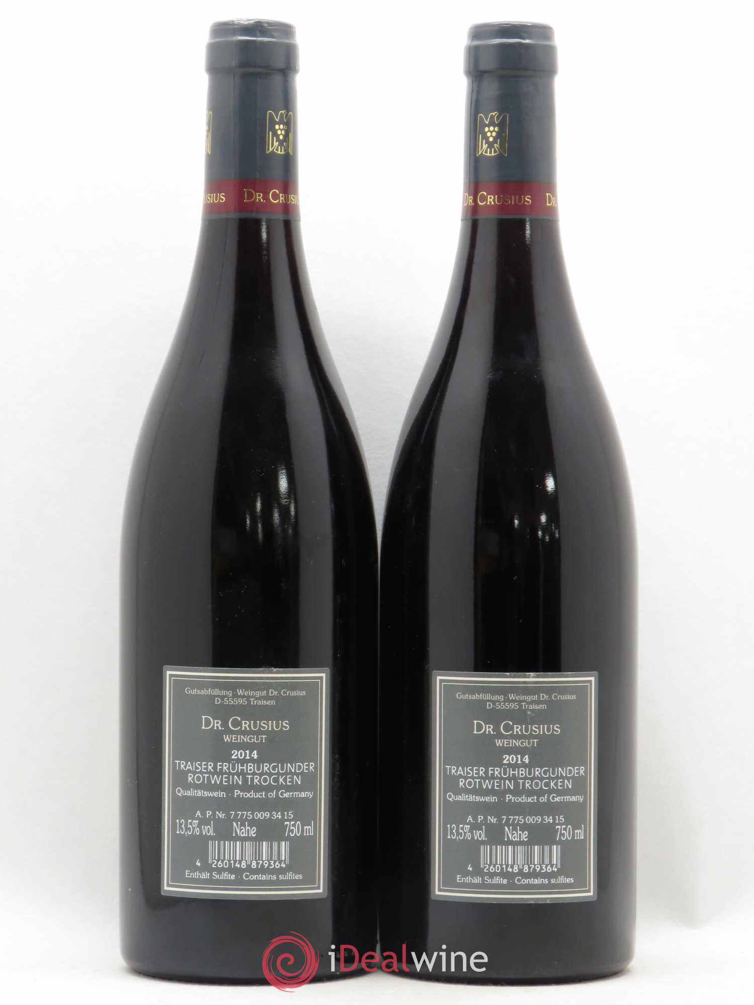 Allemagne Nahe Traiser Fruhburgunder Trocken Weingut Dr. Crusius 2014 - Posten von 2 Flaschen - 1