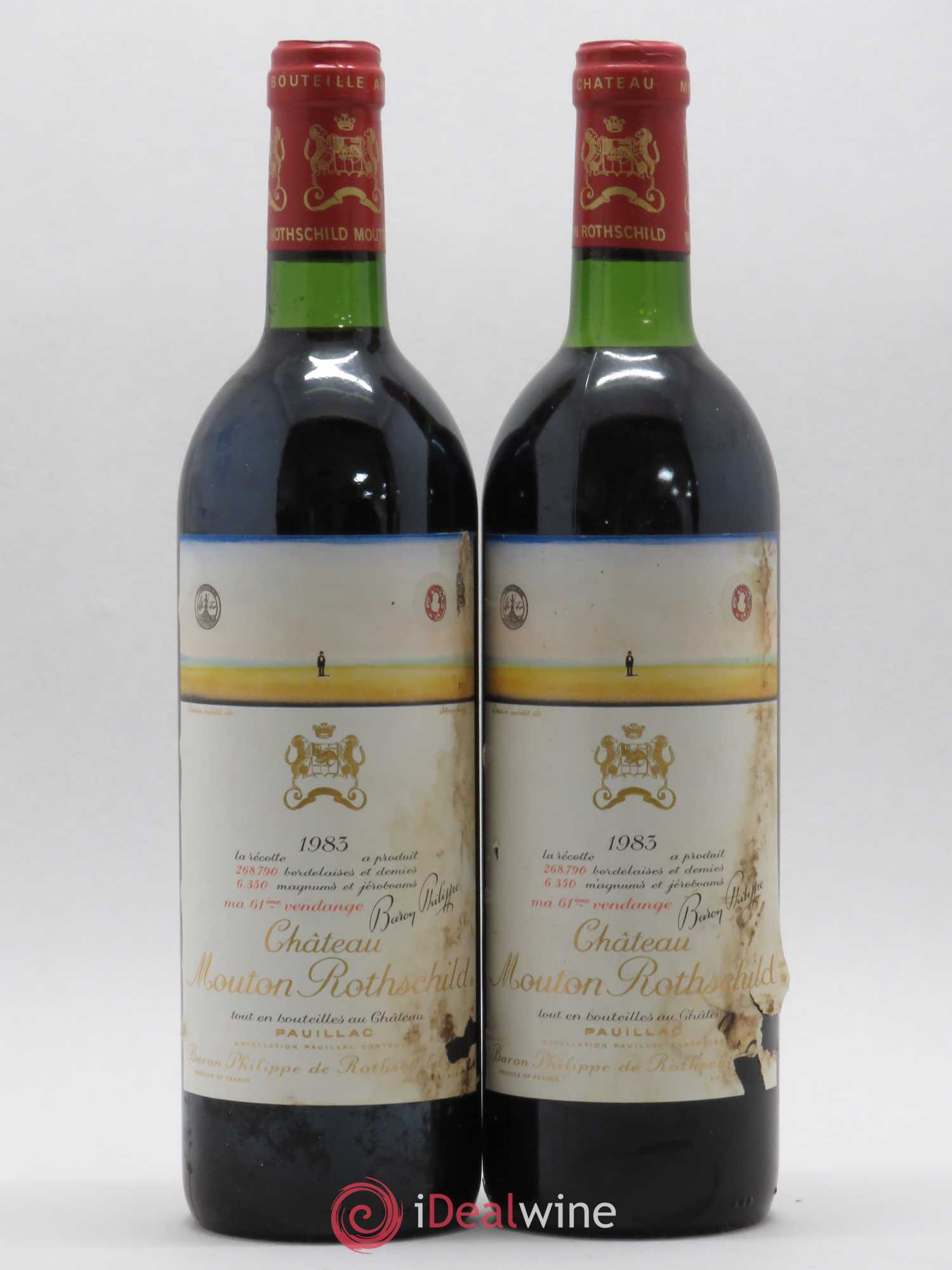 Château Mouton Rothschild 1er Grand Cru Classé 1983 - Lot de 2 bouteilles - 0