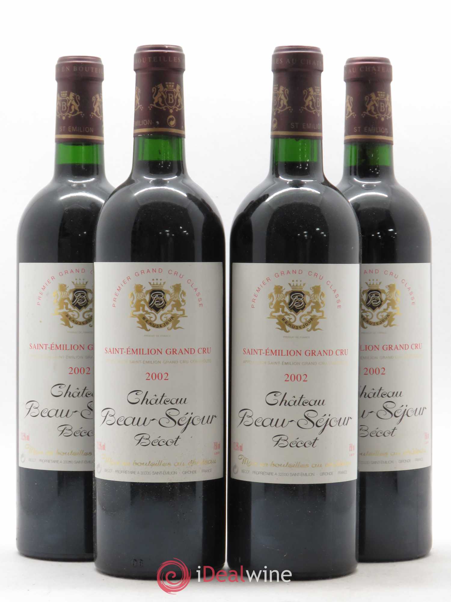 Château Beau-Séjour Bécot 1er Grand Cru Classé B 2002 - Lot de 4 bouteilles - 0
