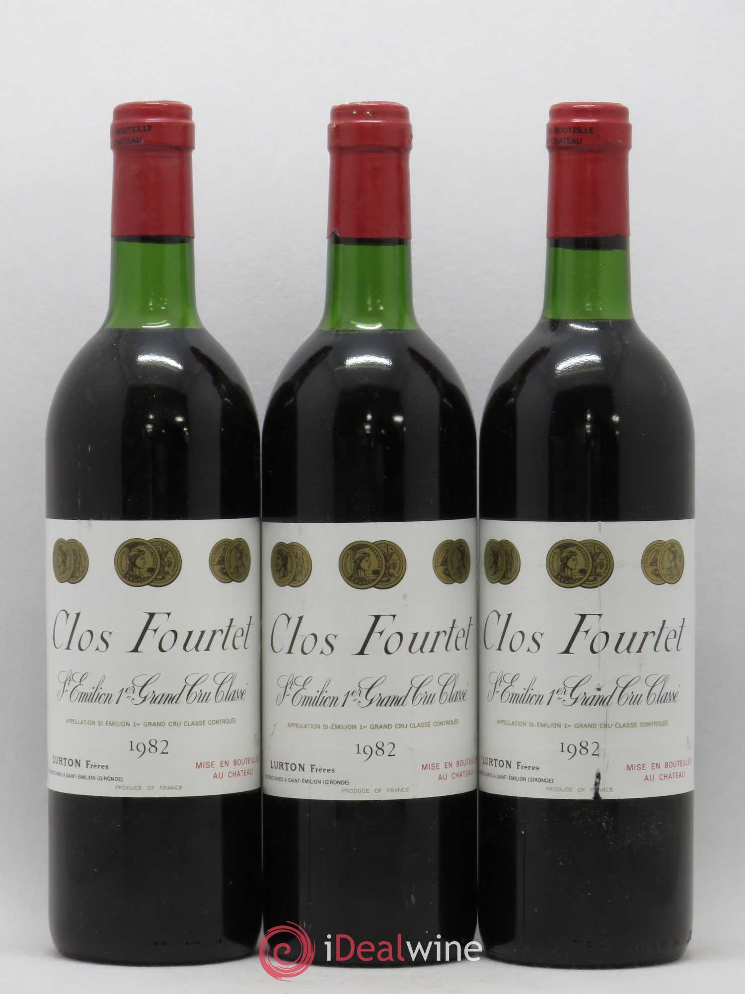 Clos Fourtet 1er Grand Cru Classé B 1982 - Lot de 3 bouteilles - 0