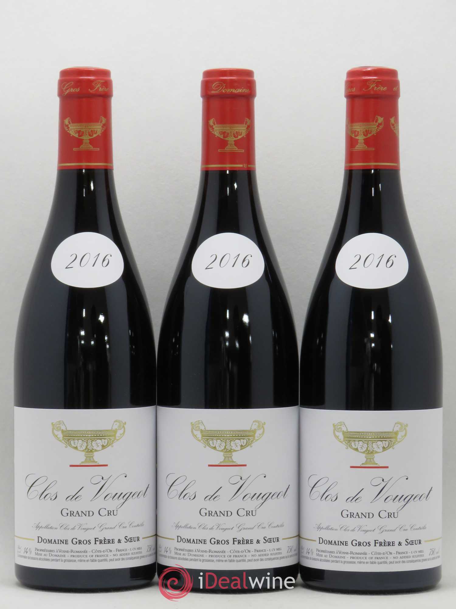 Clos de Vougeot Grand Cru Gros Frère & Soeur 2016 - Lot de 3 bouteilles - 0