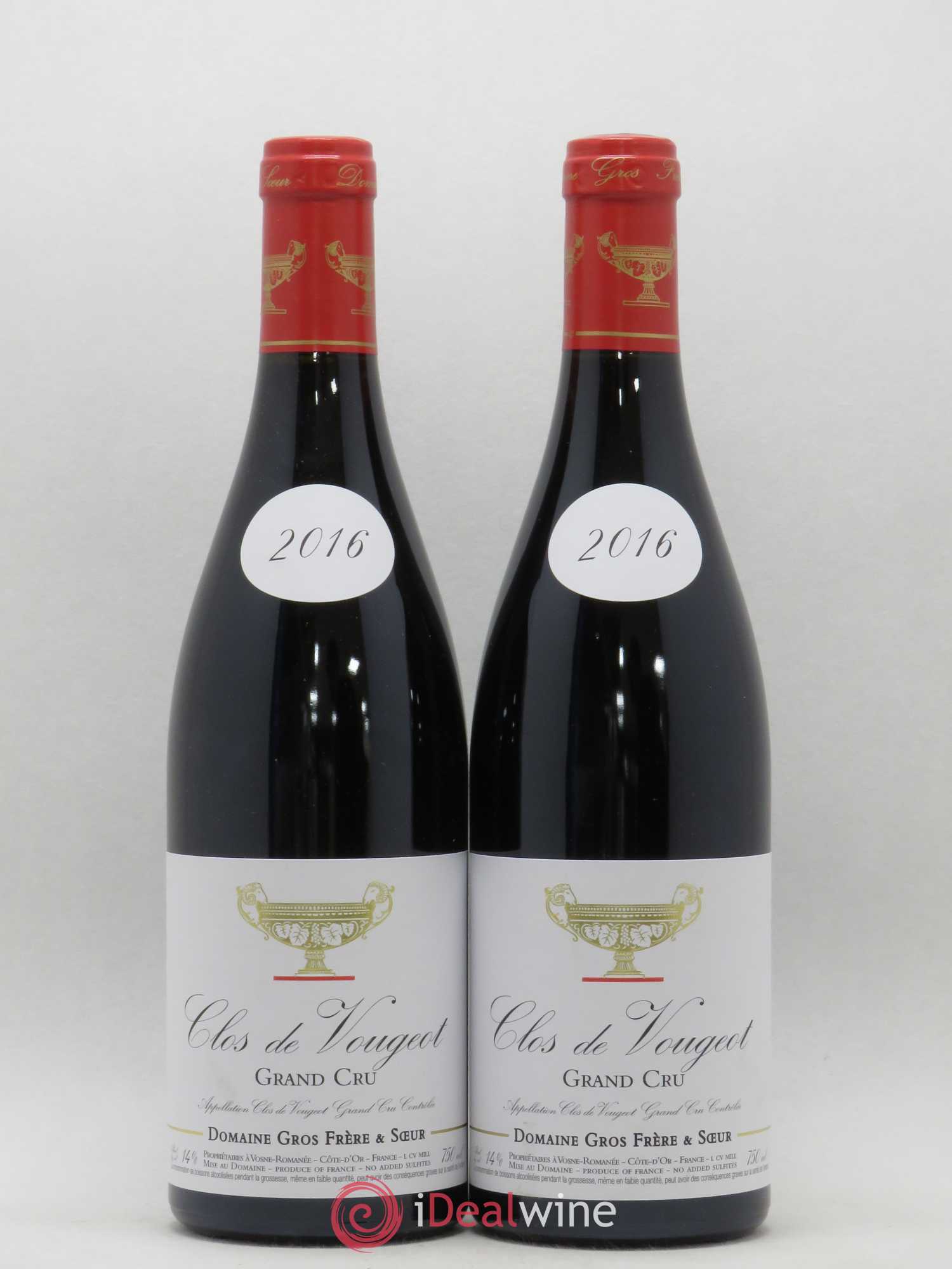 Clos de Vougeot Grand Cru Gros Frère & Soeur 2016 - Lotto di 2 bottiglie - 0