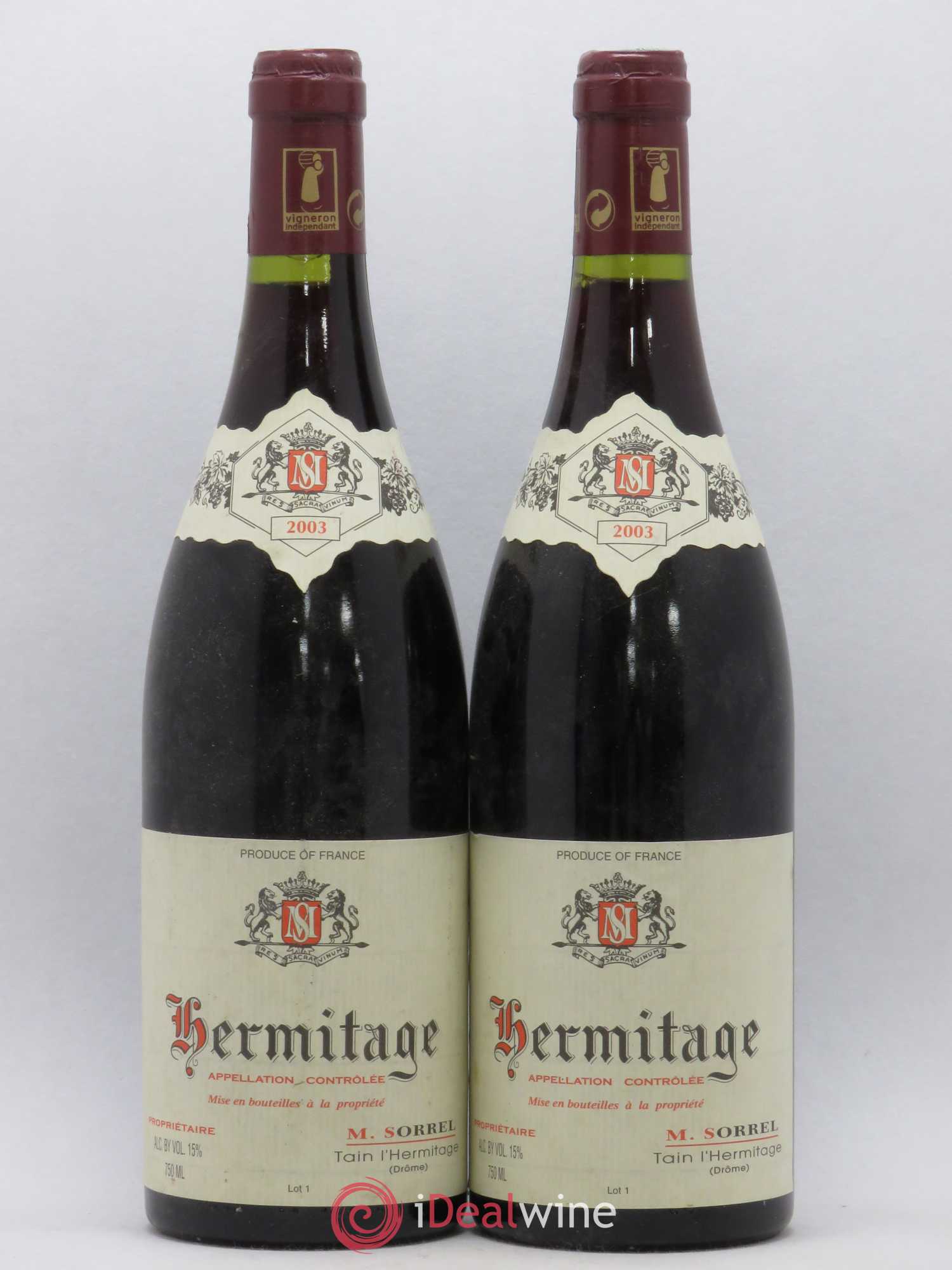 Hermitage Marc Sorrel 2003 - Lot de 2 bouteilles - 0