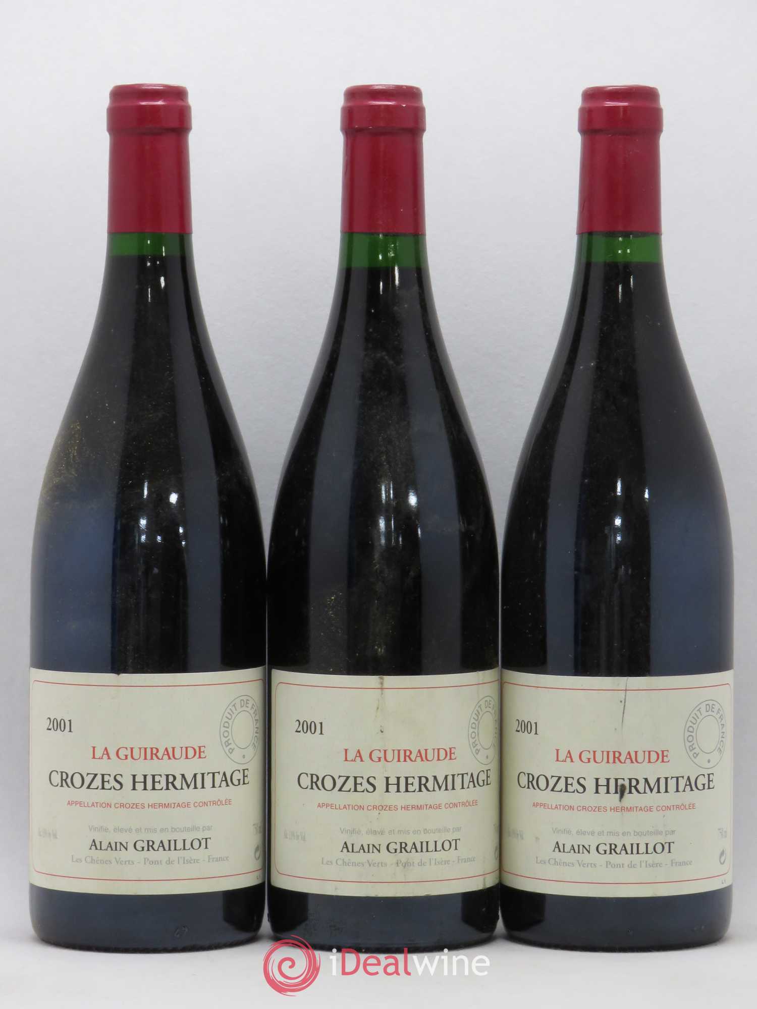 Crozes-Hermitage La Guiraude Domaine Graillot 2001 - Lot de 3 bouteilles - 0