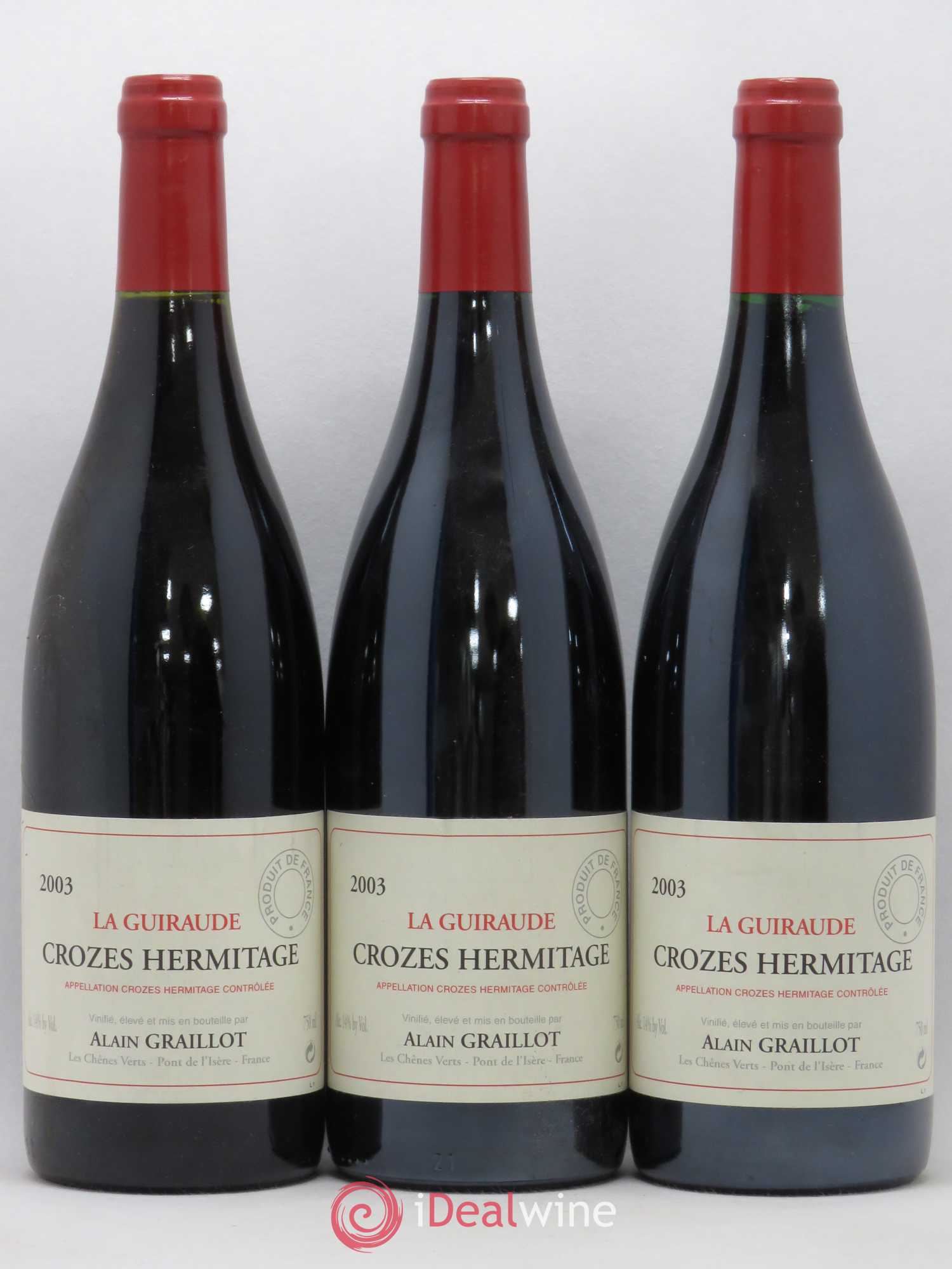Crozes-Hermitage La Guiraude Domaine Graillot 2003 - Lot de 3 bouteilles - 0