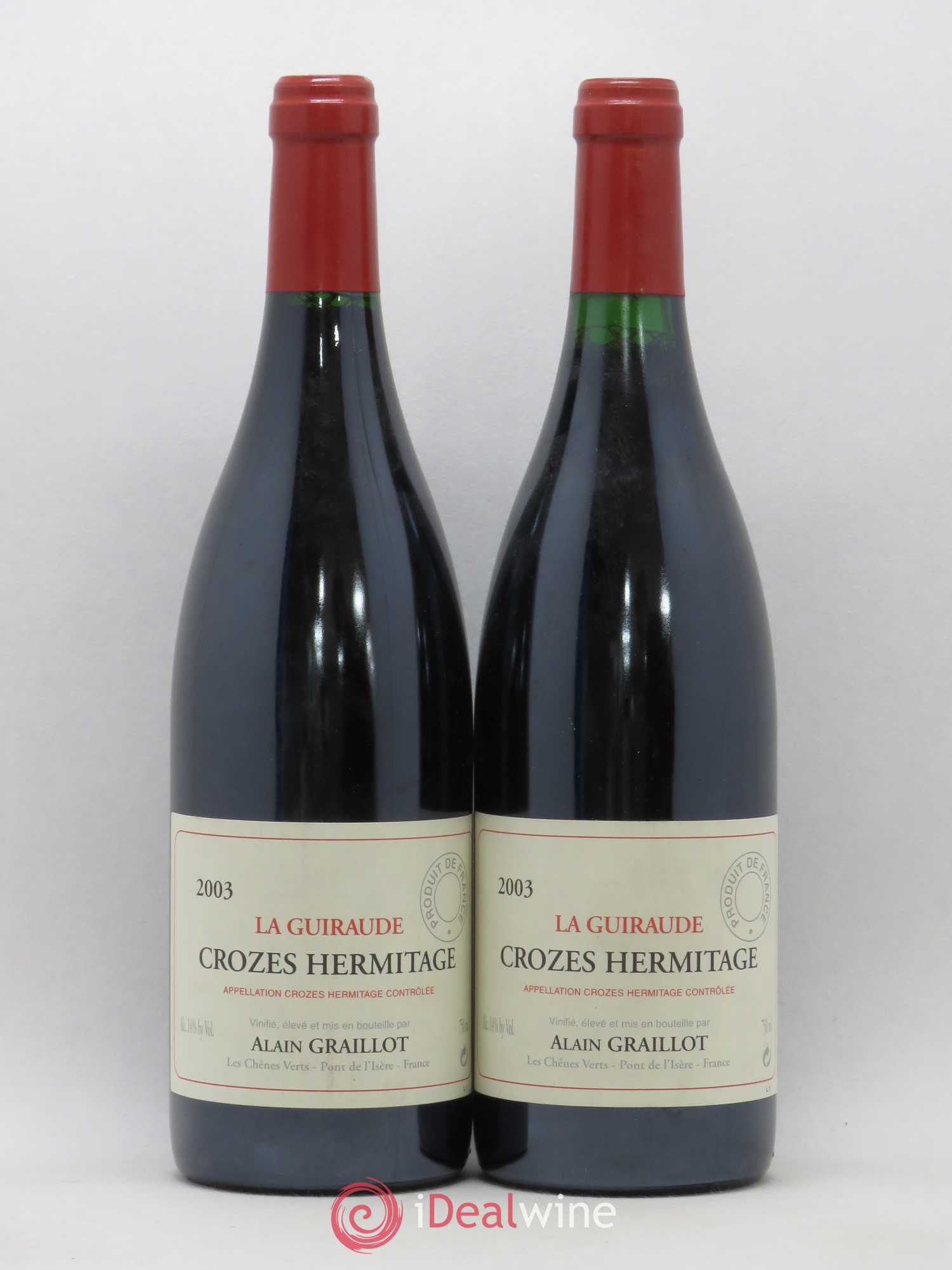 Crozes-Hermitage La Guiraude Domaine Graillot 2003 - Lot de 2 bouteilles - 0