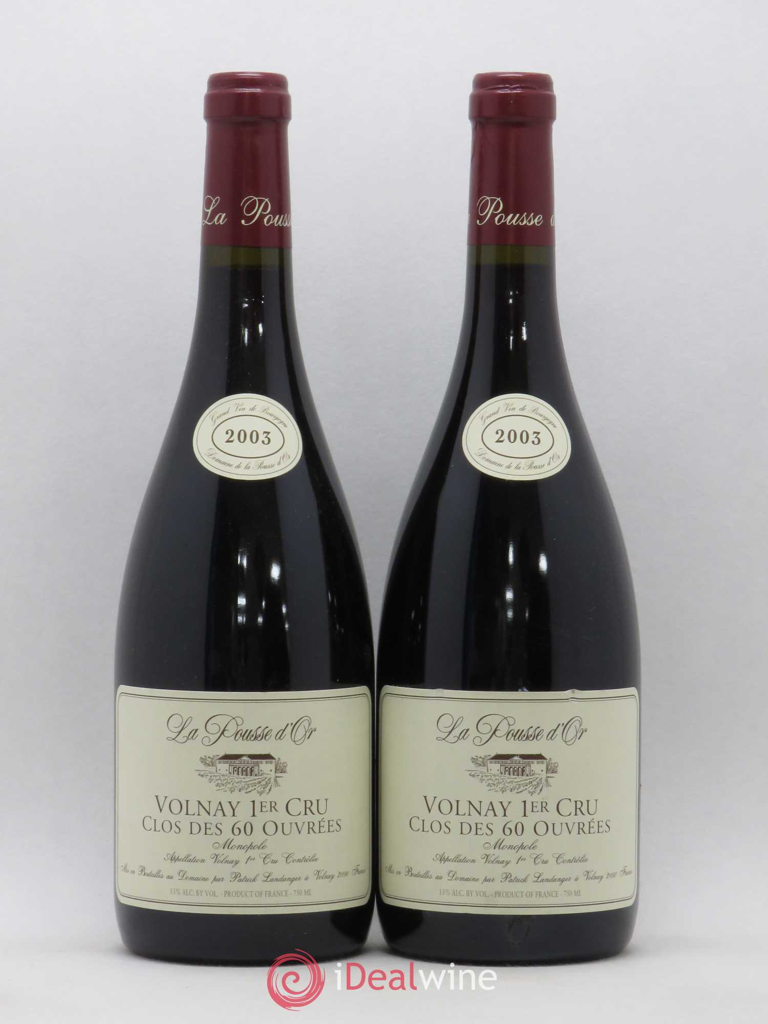 Volnay 1er Cru Clos des 60 ouvrées La Pousse d'Or (Domaine de) 2003 - Lot de 2 bouteilles - 0