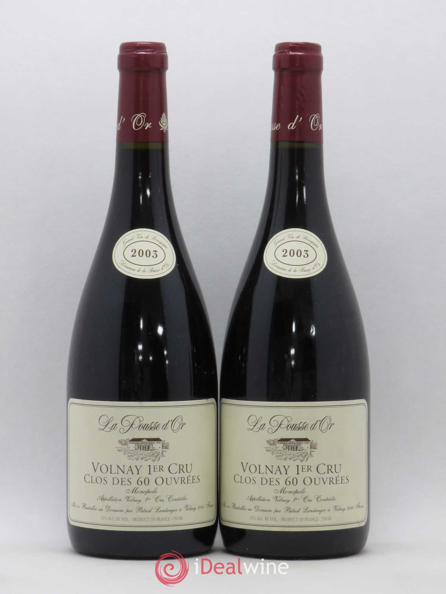 Volnay 1er Cru Clos des 60 ouvrées La Pousse d'Or (Domaine de) 2003 - Lot de 2 bouteilles - 0