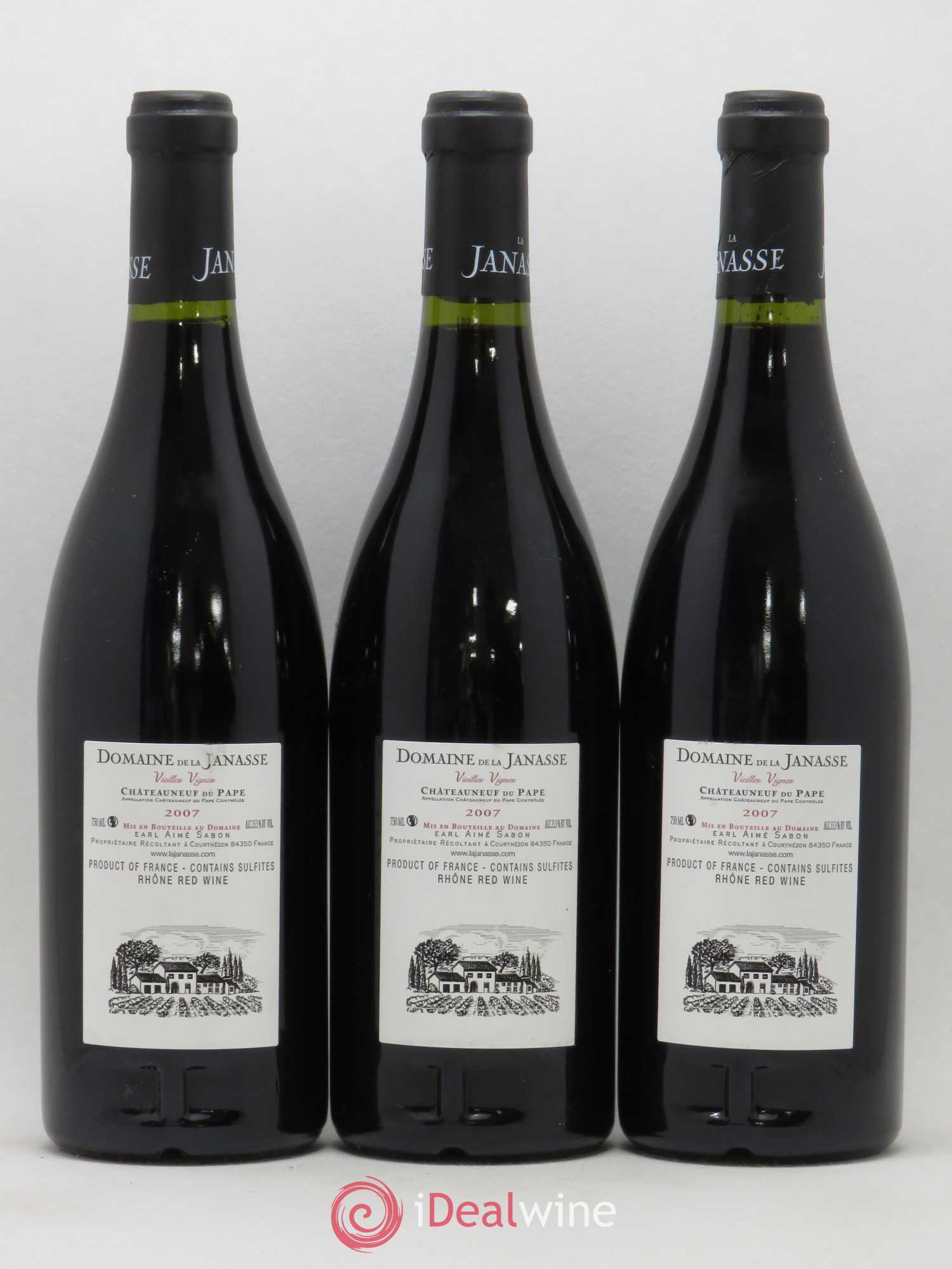Châteauneuf-du-Pape Cuvée Vieilles Vignes La Janasse (Domaine de) 2007 - Lot de 3 bouteilles - 1