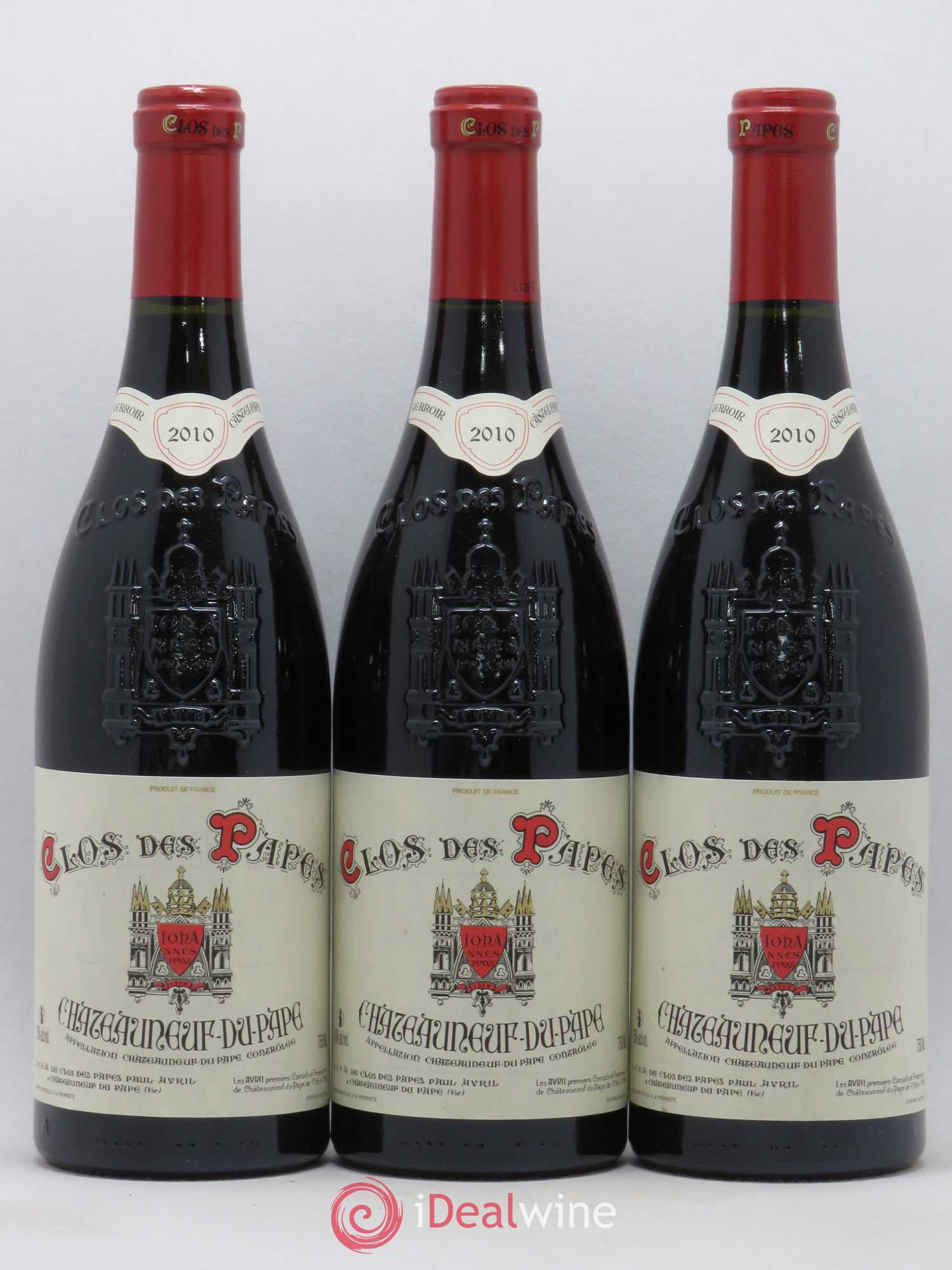 Châteauneuf-du-Pape Clos des Papes - Paul Avril 2010 - Lot de 3 bouteilles - 0