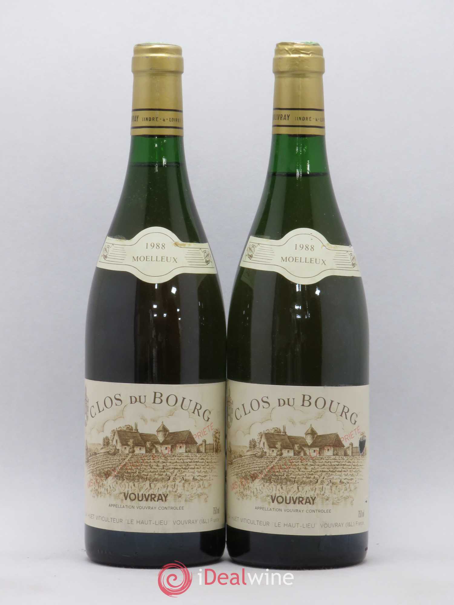 Vouvray Clos du Bourg Moelleux Domaine Huet 1988 - Lotto di 2 bottiglie - 0
