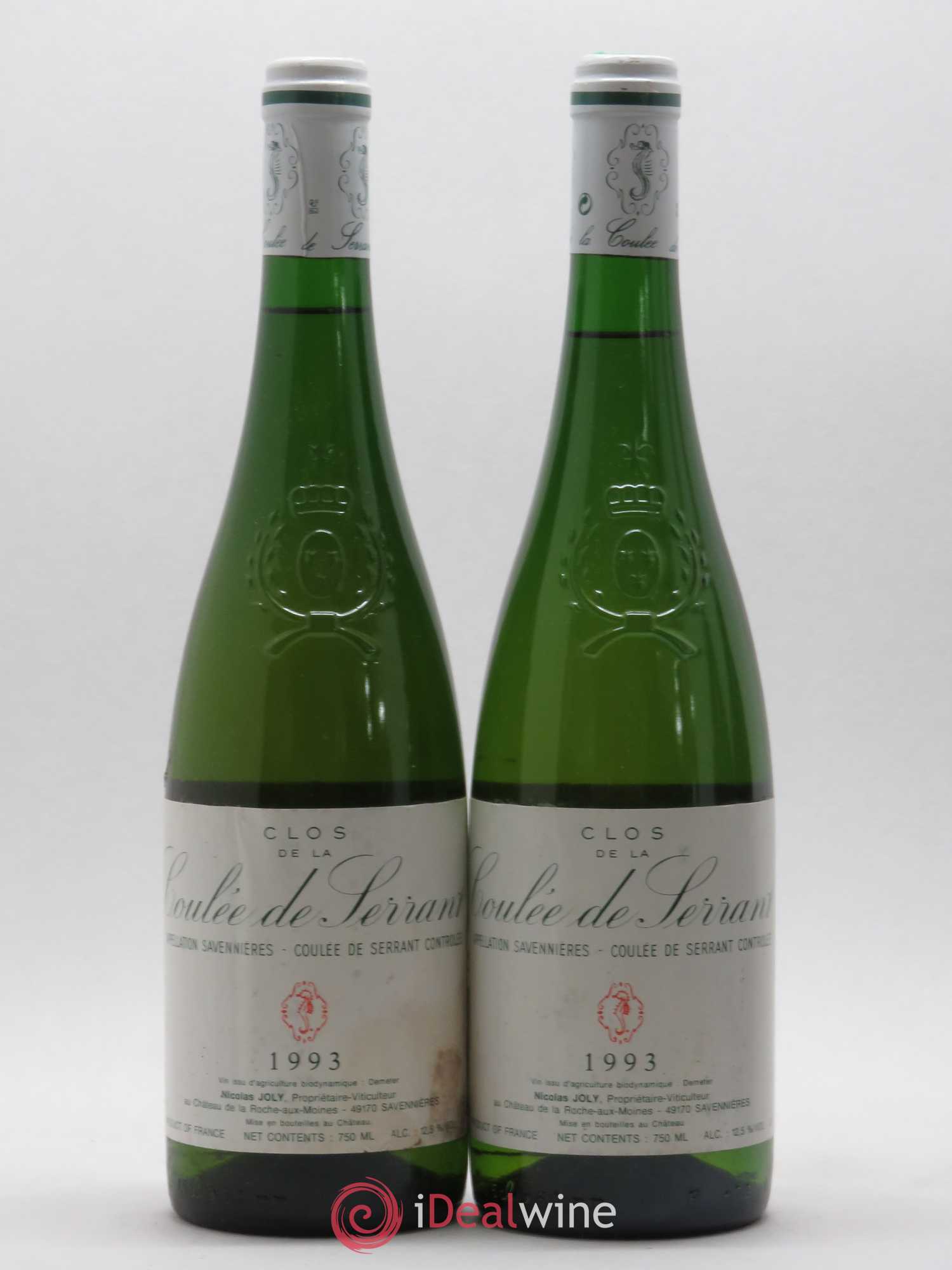 Savennières Clos de la Coulée de Serrant Vignobles de la Coulée de Serrant - Nicolas Joly 1993 - Lot de 2 bouteilles - 0