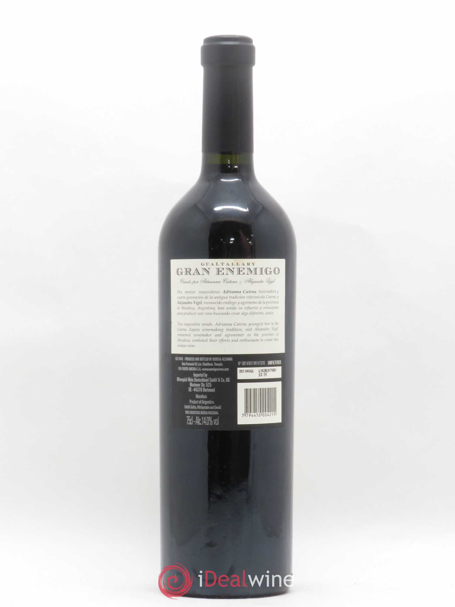 Mendoza Gran Enemigo El Enemigo 2012 - Lot of 1 bottle - 1