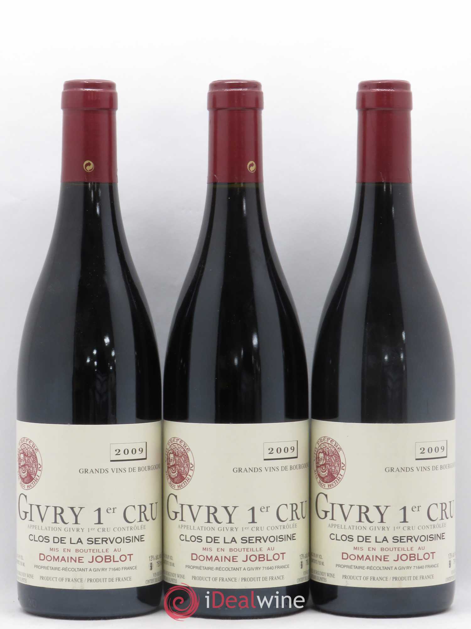 Givry 1er Cru Servoisine Joblot (Domaine) 2009 - Lot de 3 bouteilles - 0
