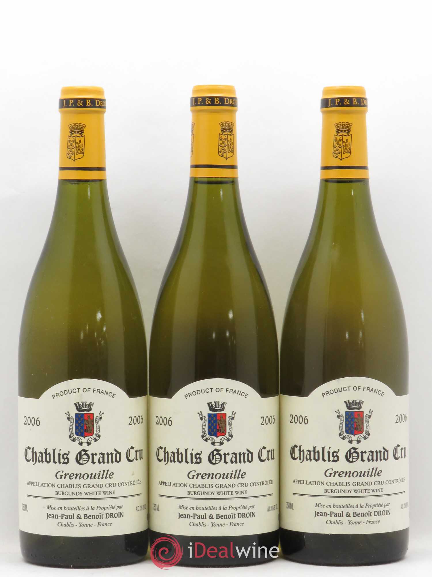 Chablis Grand Cru Grenouilles Jean-Paul & Benoît Droin (Domaine) 2006 - Lot de 3 bouteilles - 0