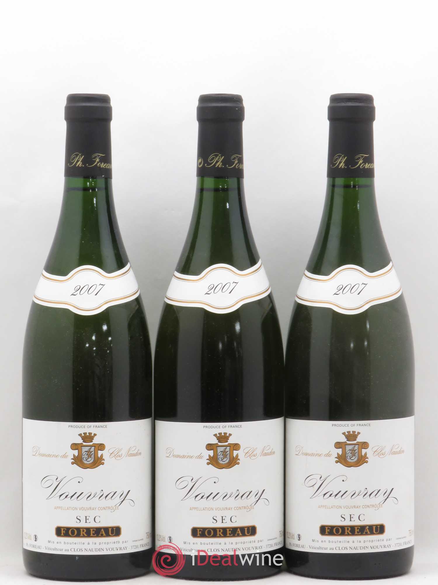 Vouvray Sec Clos Naudin - Philippe Foreau 2007 - Lot de 3 bouteilles - 0