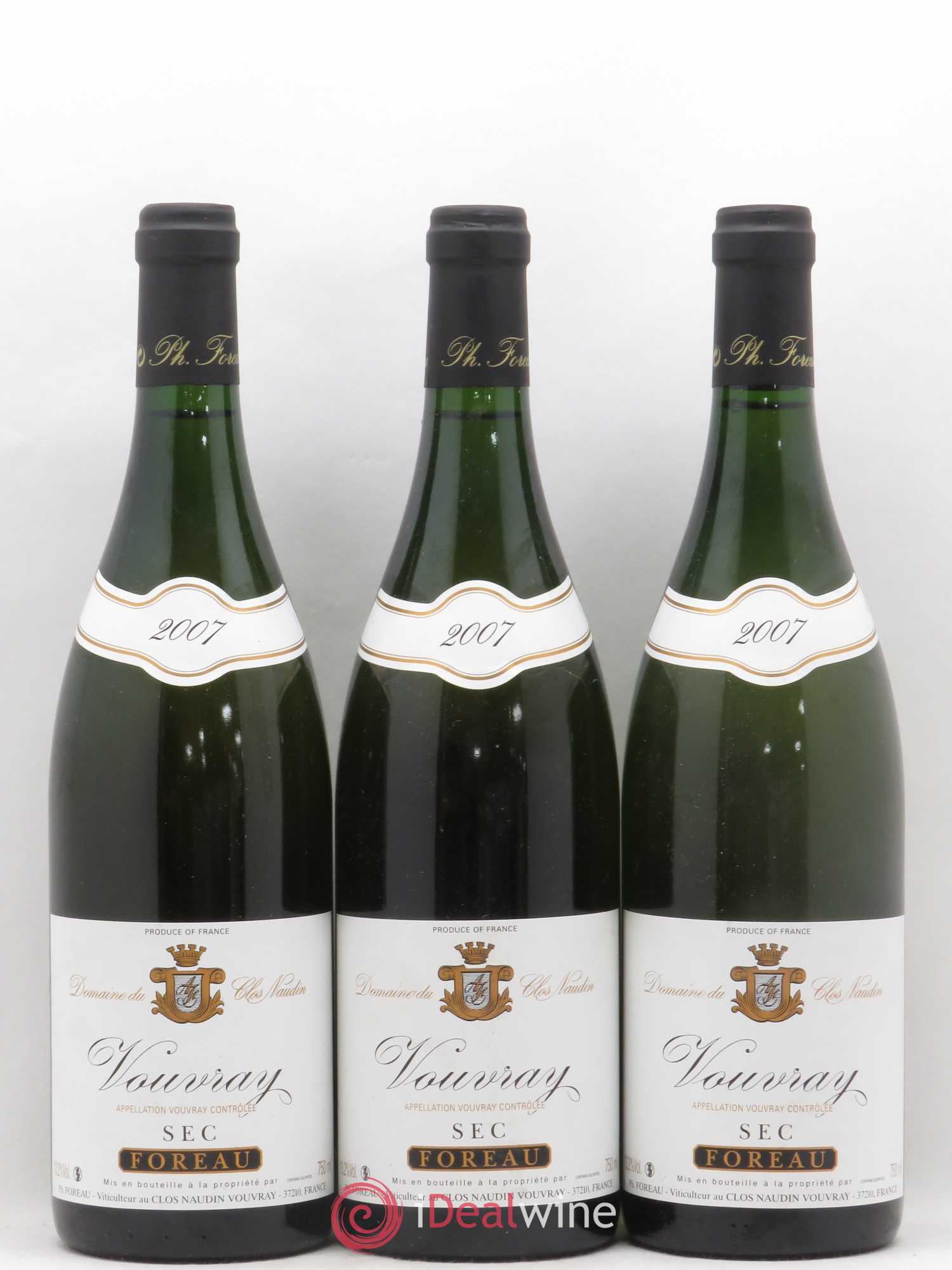 Vouvray Sec Clos Naudin - Philippe Foreau 2007 - Lot de 3 bouteilles - 0