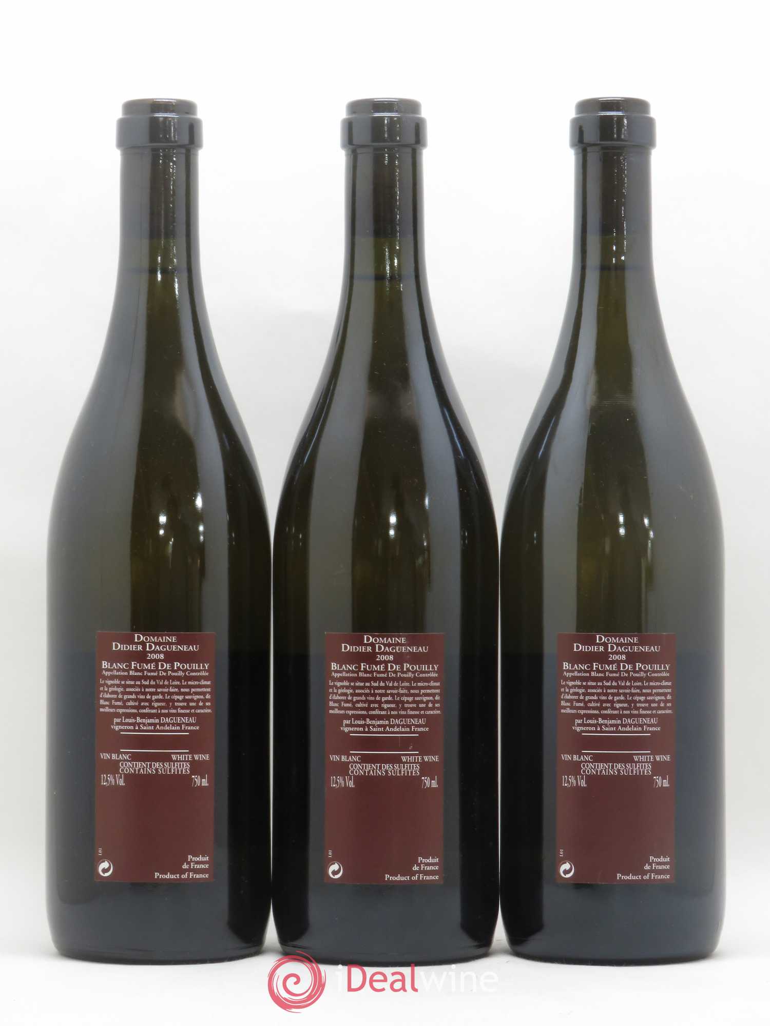 Vin de France (anciennement Pouilly-Fumé) Pur Sang Dagueneau (Domaine Didier - Louis-Benjamin) 2008 - Lot de 3 bouteilles - 1