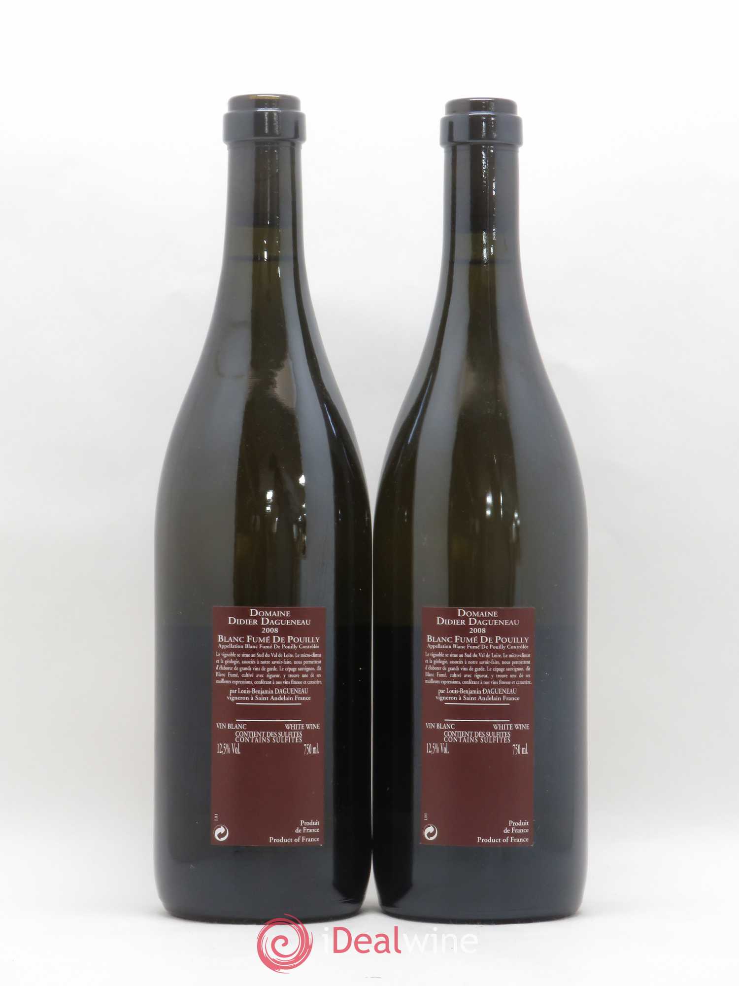 Vin de France (anciennement Pouilly-Fumé) Pur Sang Dagueneau (Domaine Didier - Louis-Benjamin) 2008 - Lot de 2 bouteilles - 1