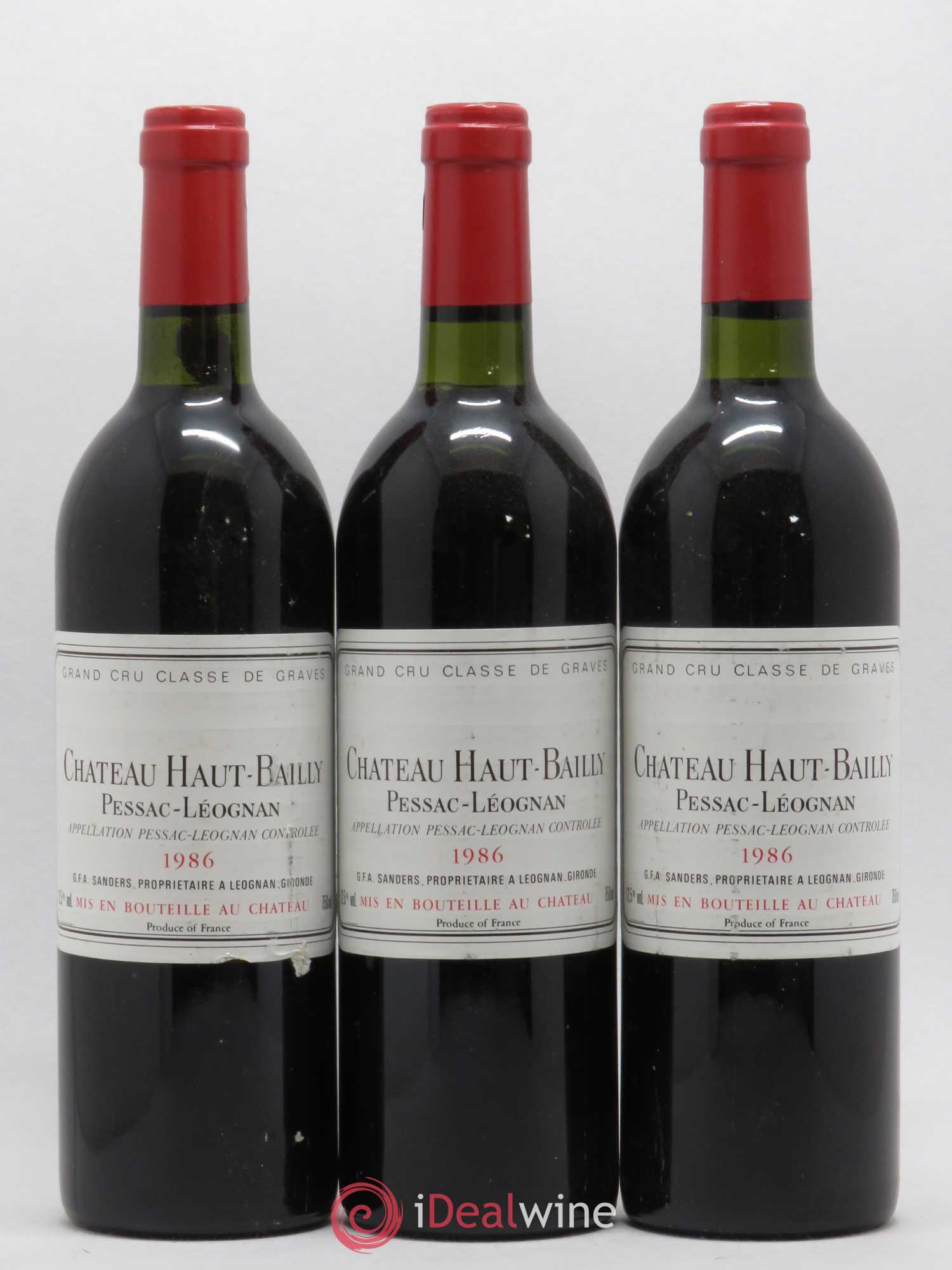 Château Haut-Bailly Cru Classé de Graves 1986 - Lot de 3 bouteilles - 0