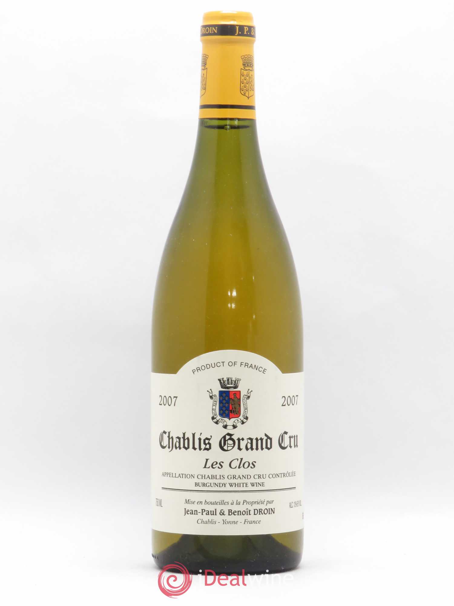 Chablis Grand Cru Les Clos Jean-Paul & Benoît Droin (Domaine) 2007 - Lot de 1 bouteille - 0