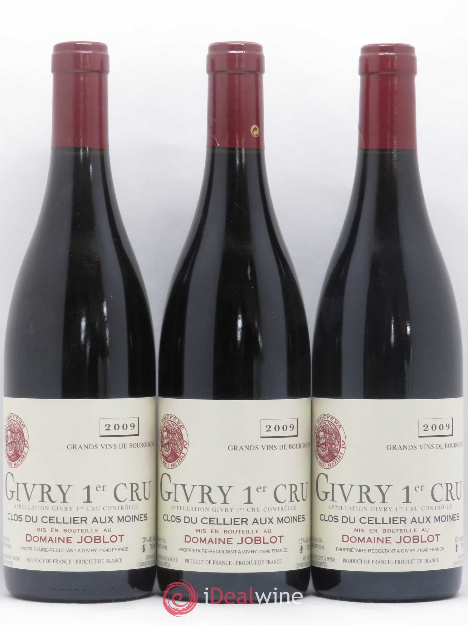 Givry 1er Cru Clos du Cellier aux Moines Joblot (Domaine) 2009 - Lot de 3 bouteilles - 0