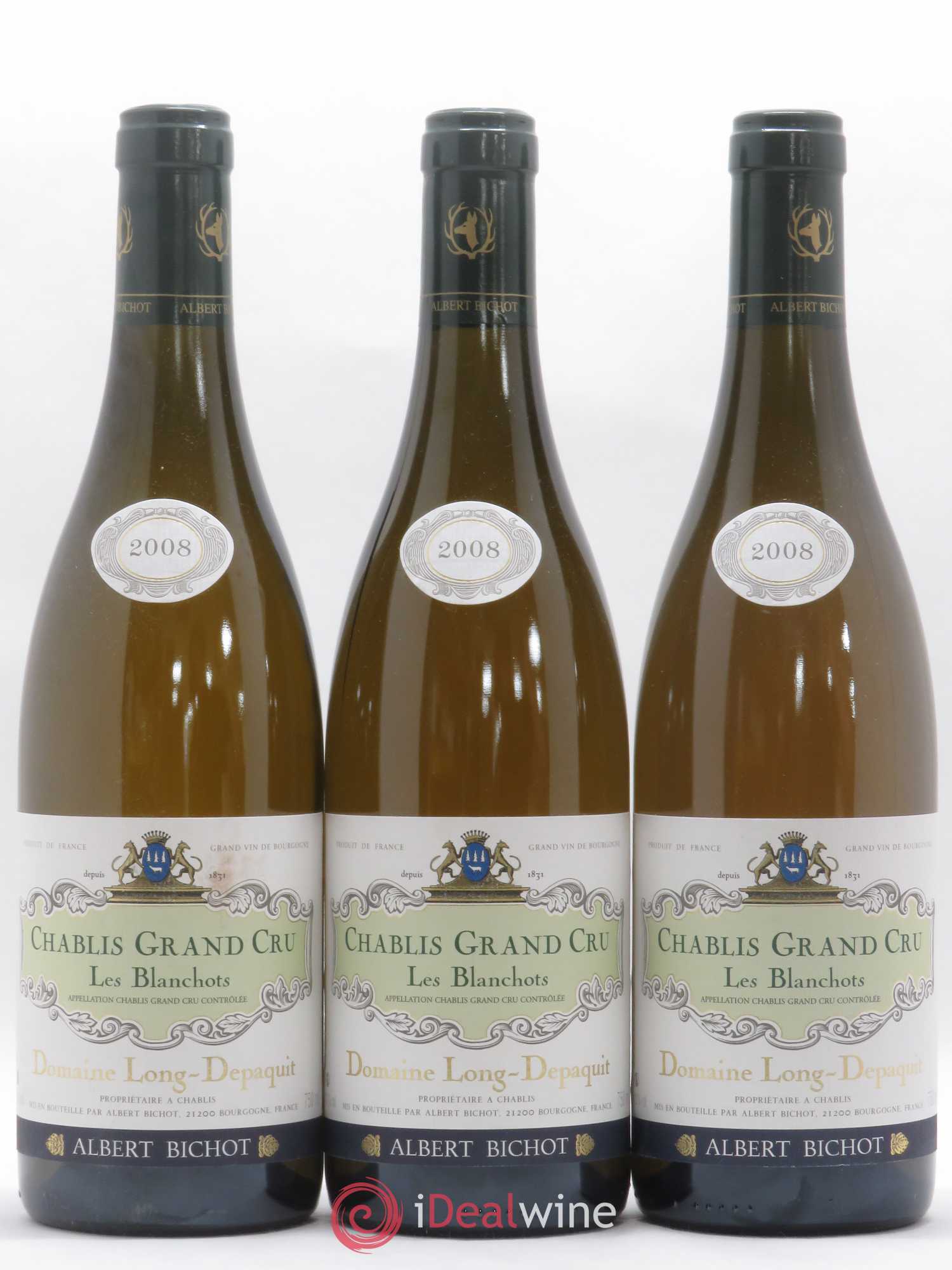 Chablis Grand Cru Les Blanchots Long Depaquit - Albert Bichot (Domaine) 2008 - Lot de 3 bouteilles - 0