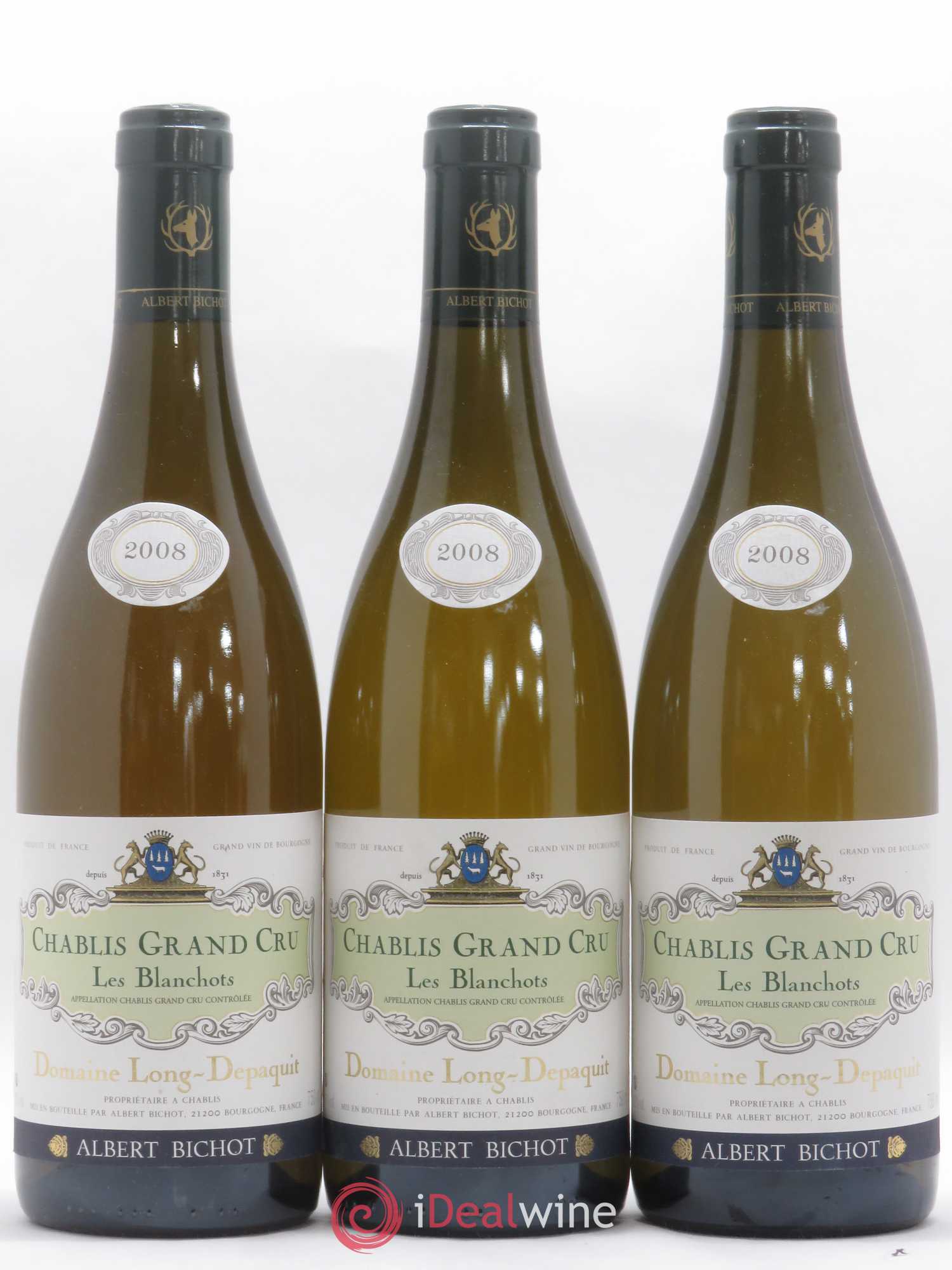 Chablis Grand Cru Les Blanchots Long Depaquit - Albert Bichot (Domaine) 2008 - Lot de 3 bouteilles - 0