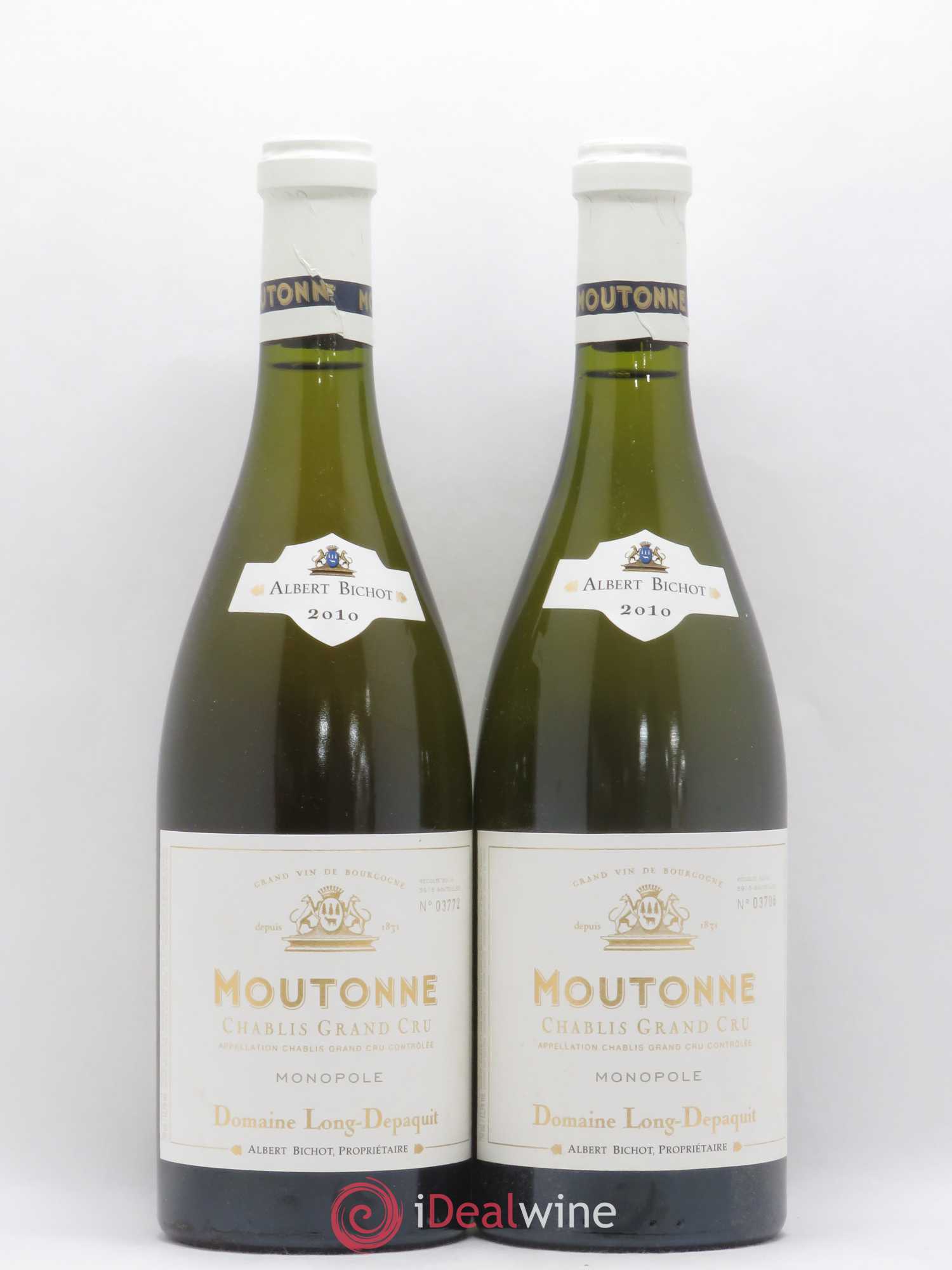 Chablis Grand Cru Moutonne Long Depaquit - Albert Bichot (Domaine) 2010 - Lot of 2 bottles - 0