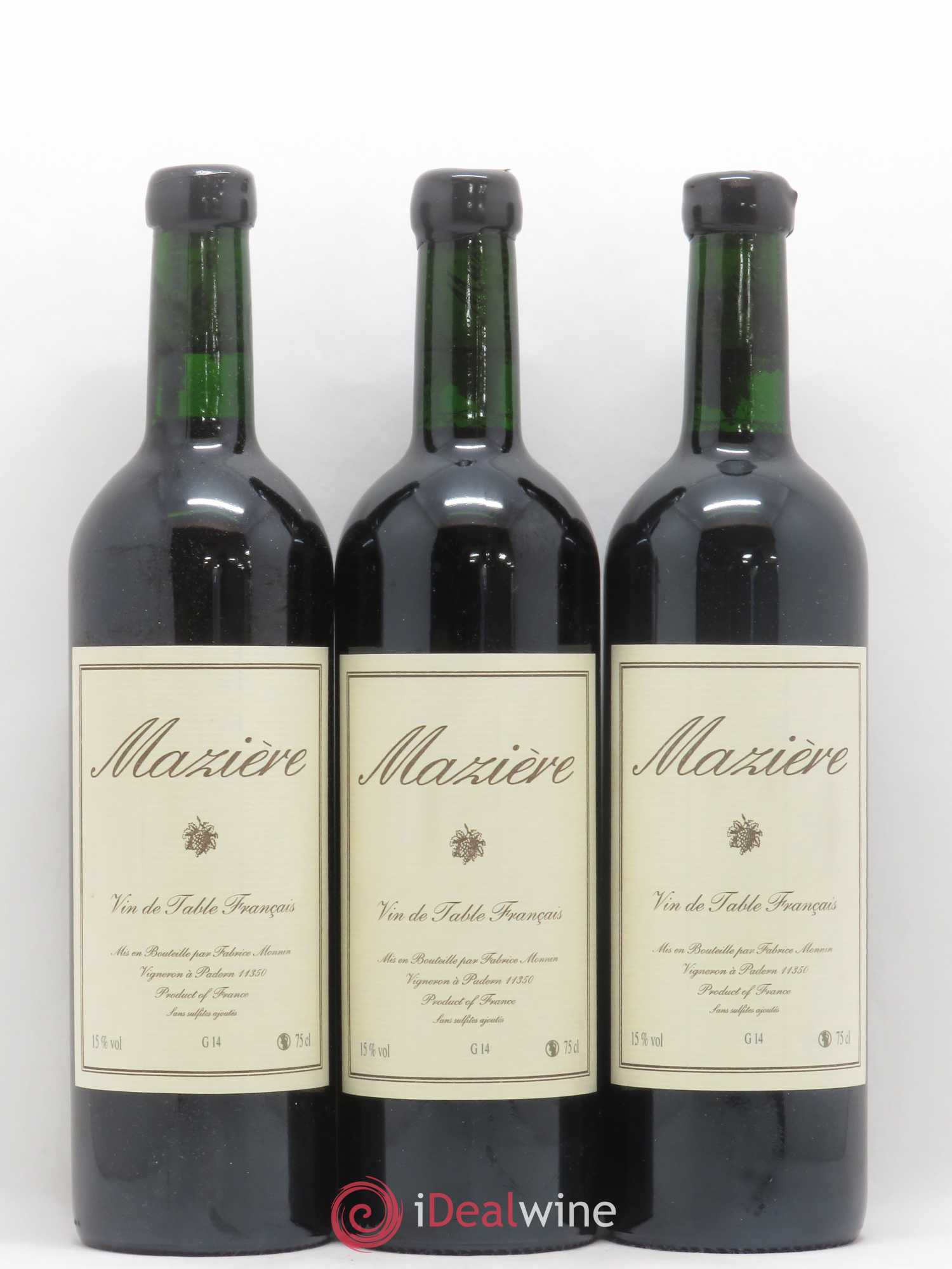 Vin de France Mazière Fabrice Monnin 2014 - Lot de 3 bouteilles - 0