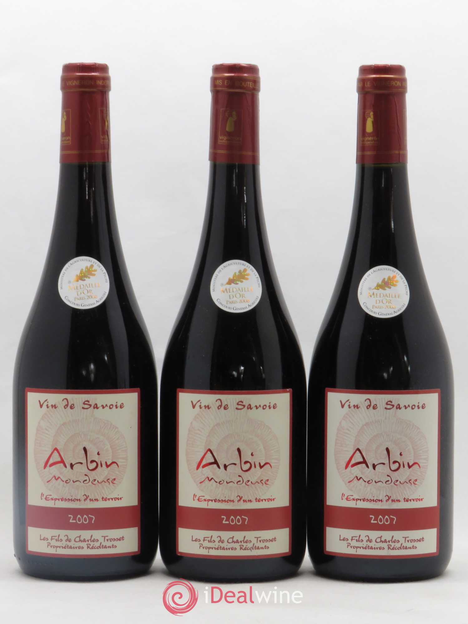 Vin de Savoie Arbin Mondeuse Expression d'un terroir prestige des arpents Fils de Charles Trosset 2007 - Posten von 3 Flaschen - 0