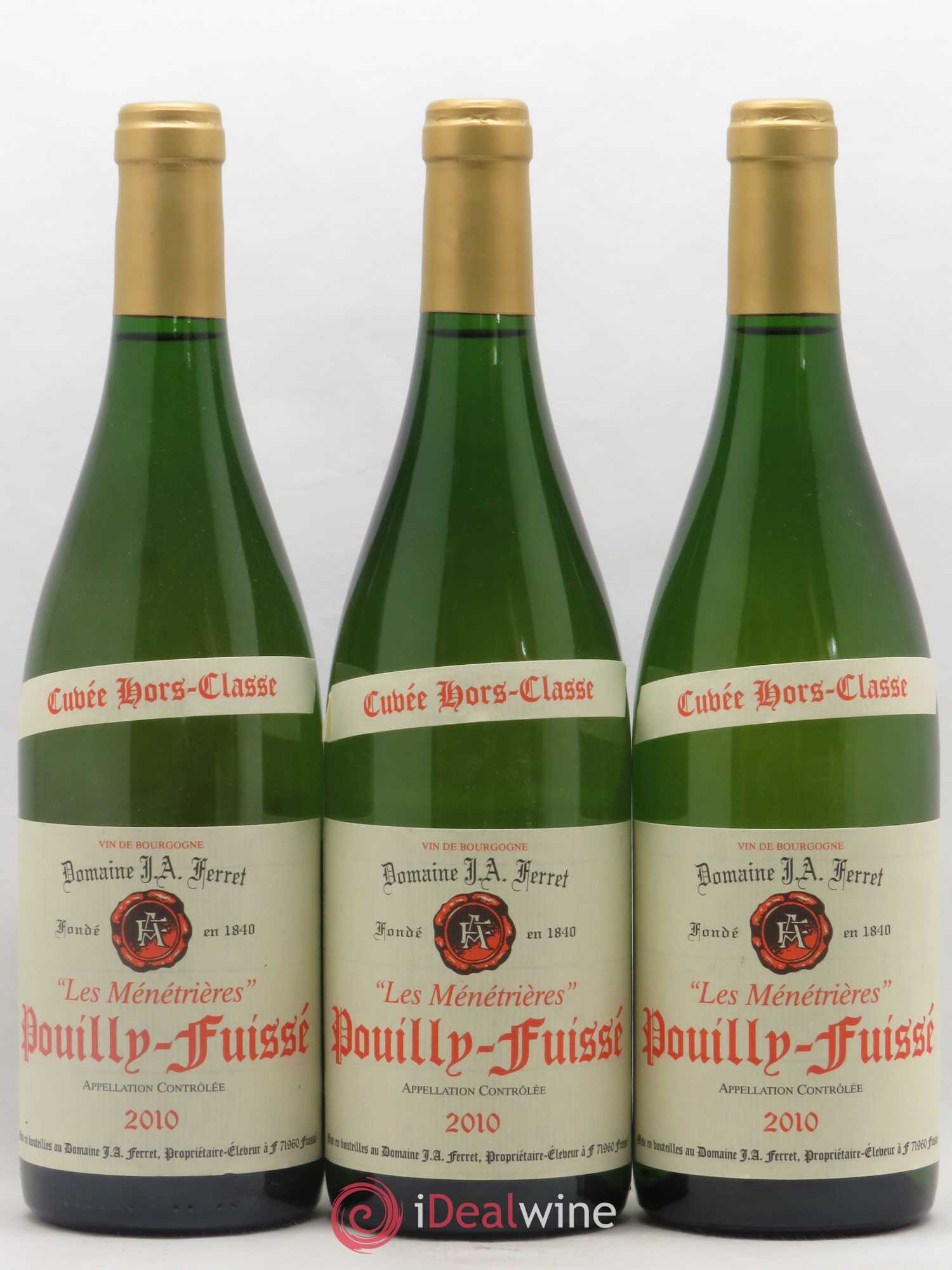 Pouilly-Fuissé 1er Cru Hors Classe Les Ménétrières J.A. Ferret (Domaine) 2010 - Lot de 3 bouteilles - 0