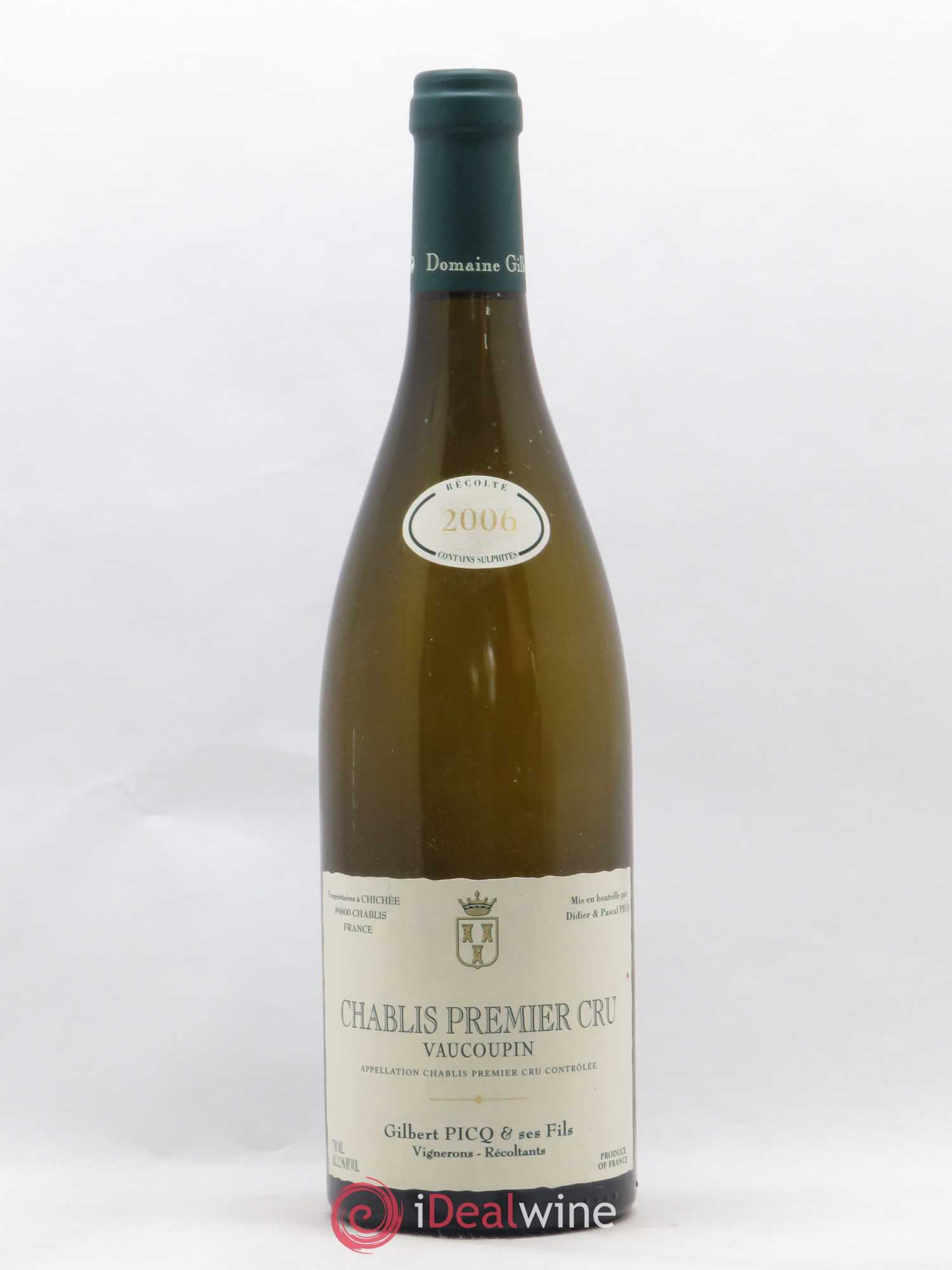 Chablis 1er Cru Vaucoupin Gilbert Picq et Fils 2006 - Lot de 1 bouteille - 0