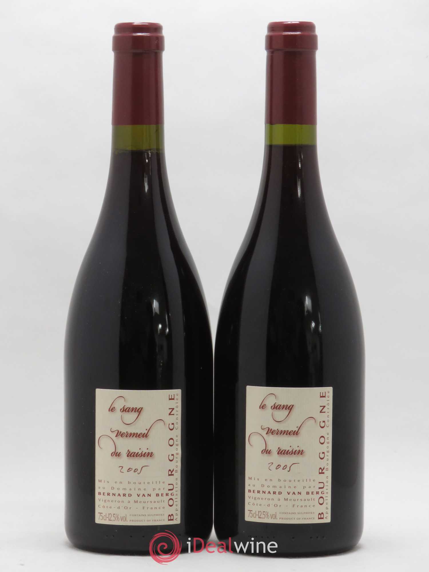 Bourgogne Le Sang Vermail du Raisin B. Van Berg 2005 - Lot de 2 bouteilles - 1