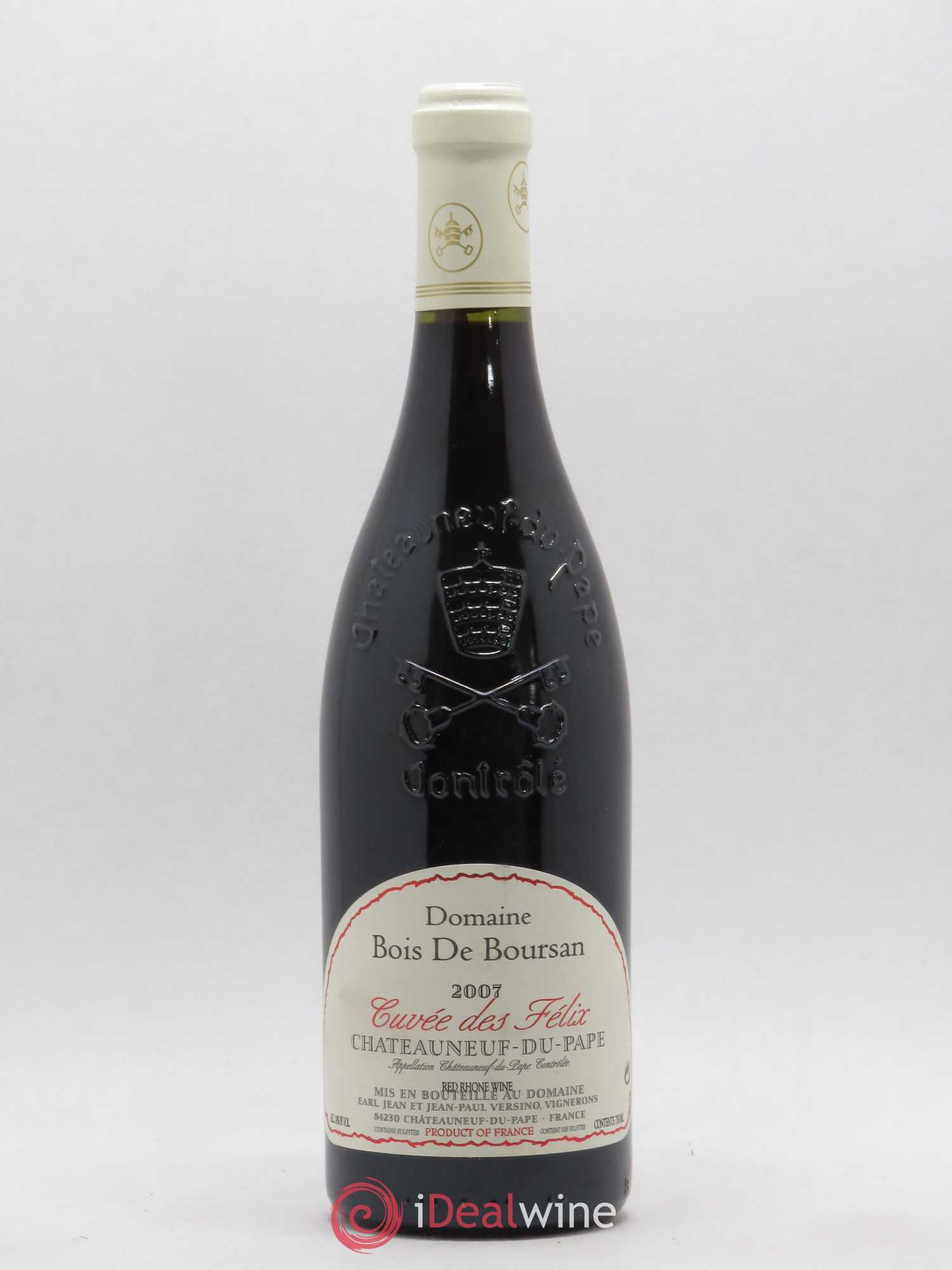 Châteauneuf-du-Pape Bois de Boursan (Domaine) Cuvée des Félix Jean et Jean-Paul Versino 2007 - Lot de 1 bouteille - 0