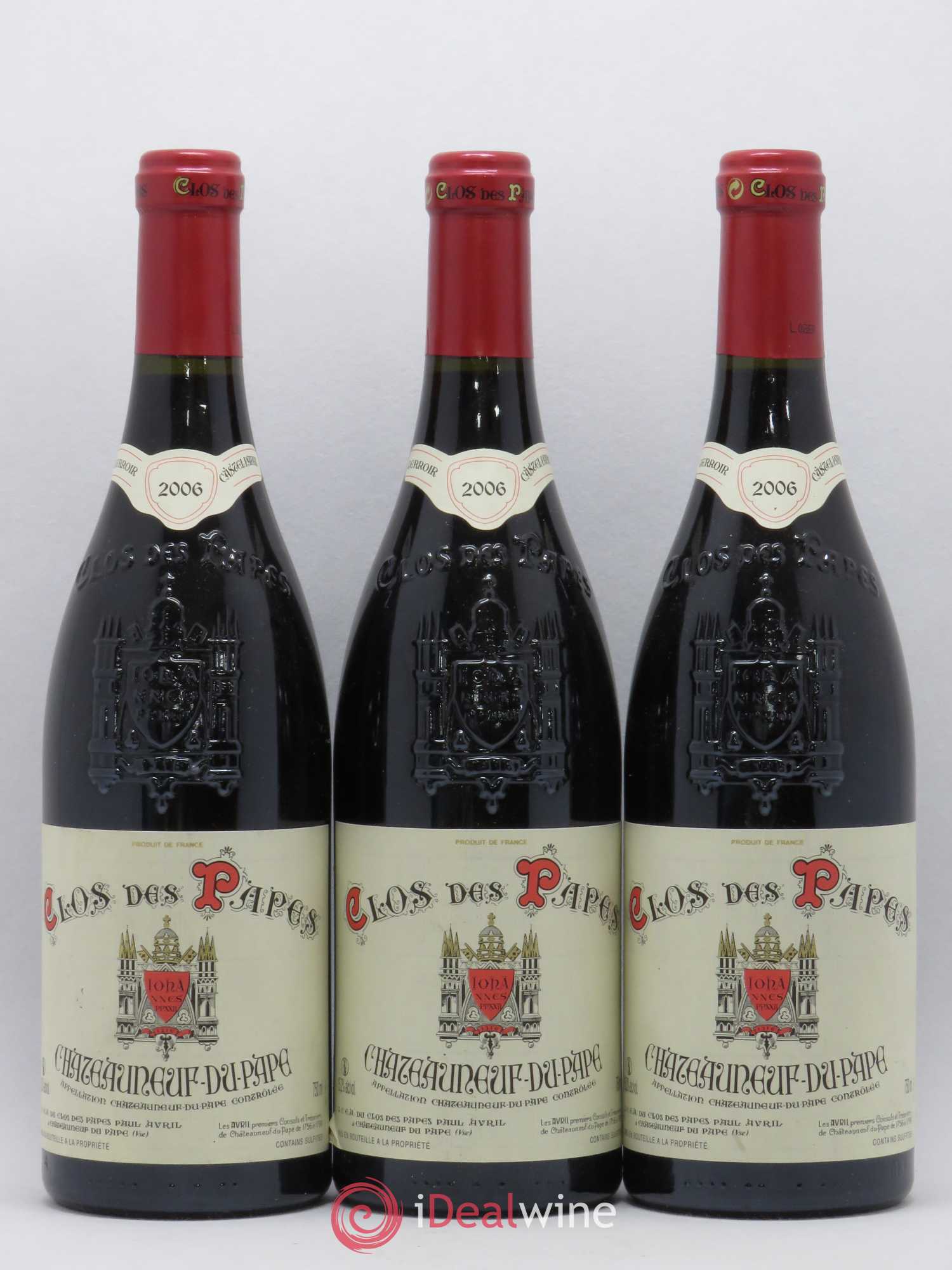 Châteauneuf-du-Pape Clos des Papes - Paul Avril 2006 - Lot de 3 bouteilles - 0
