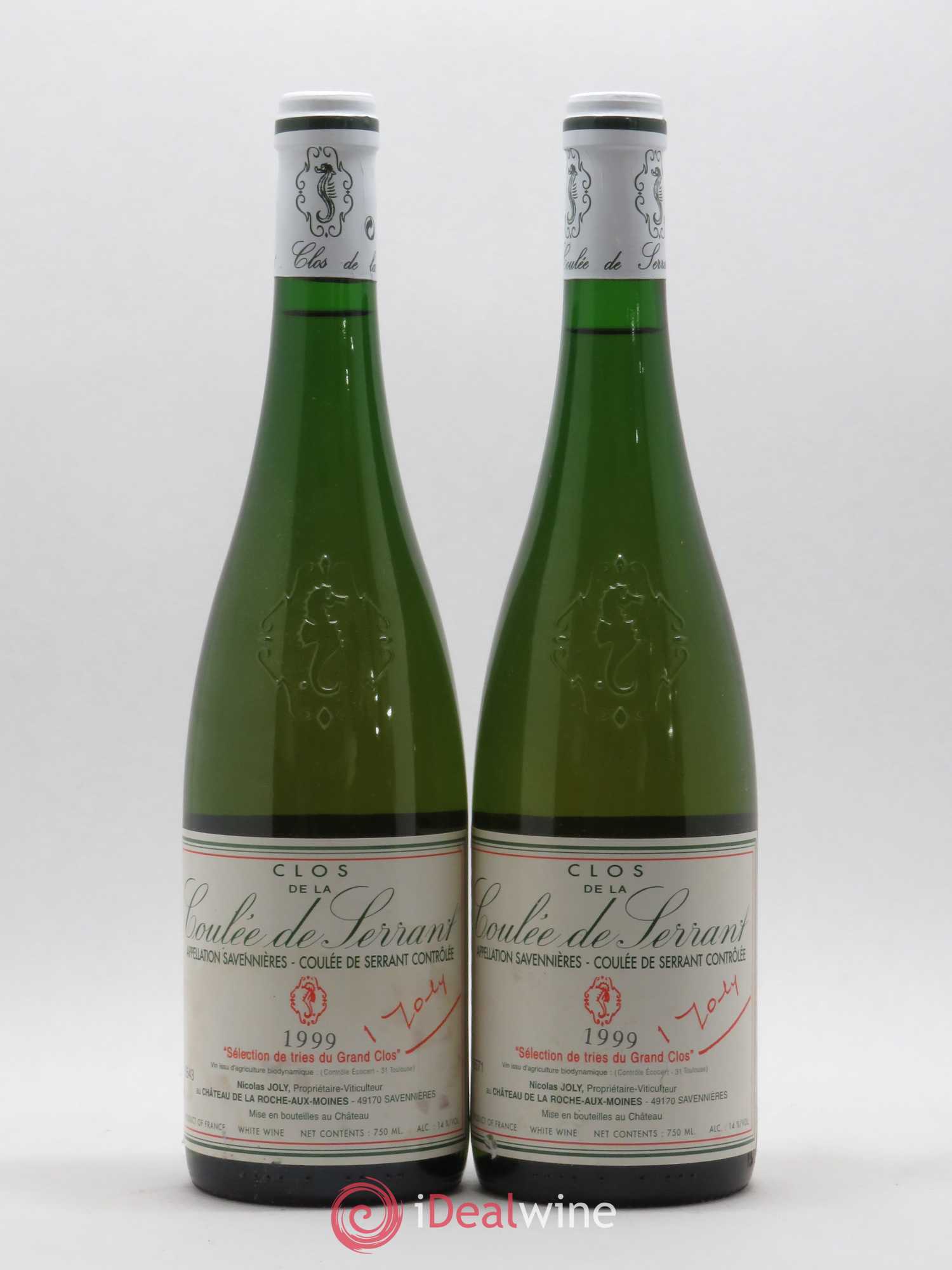Savennières Clos de la Coulée de Serrant Vignobles de la Coulée de Serrant - Nicolas Joly Selection de tries du Grand Clos 1999 - Lotto di 2 bottiglie - 0