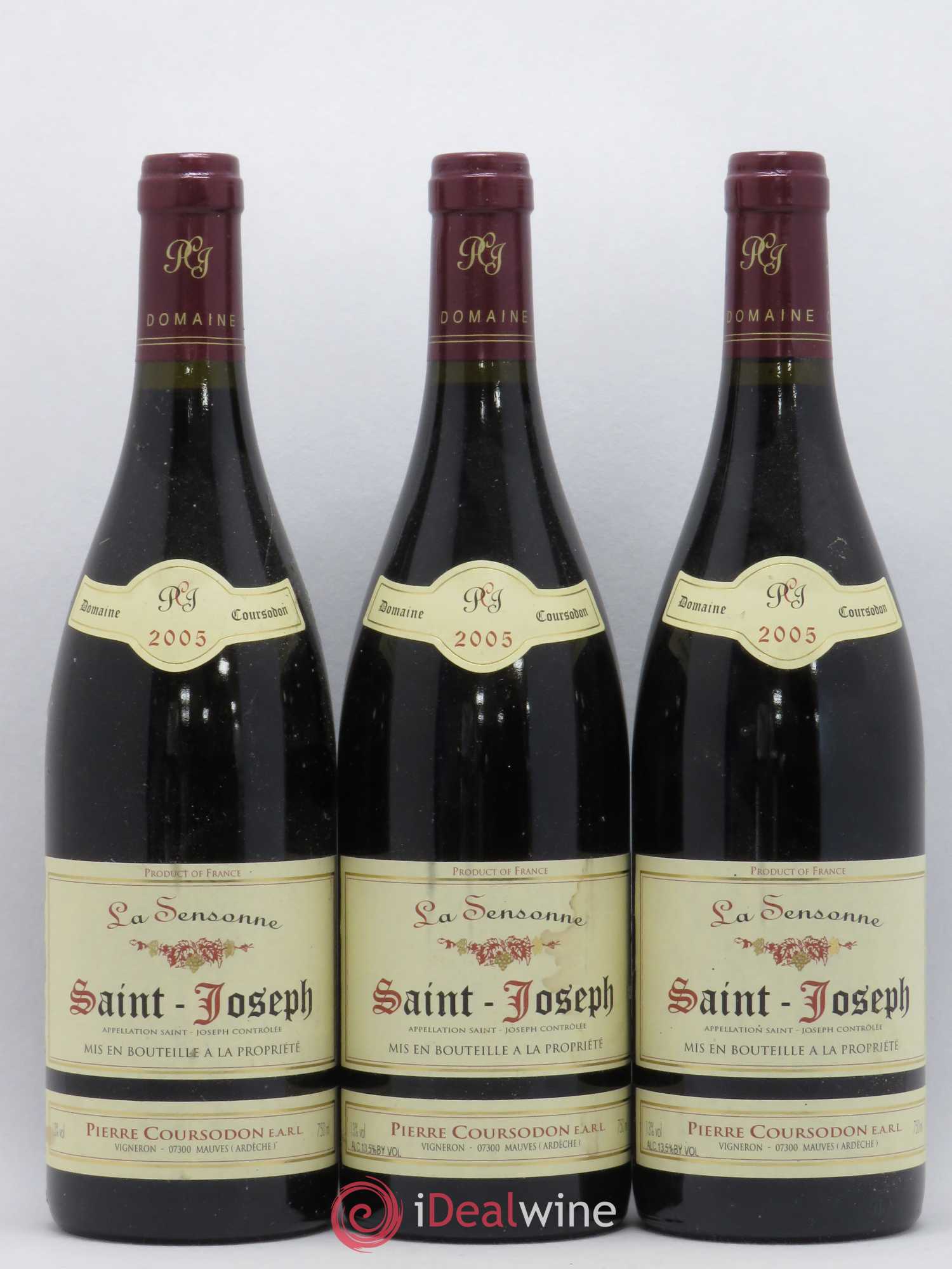 Saint-Joseph La Sensonne Pierre et Jérôme Coursodon 2005 - Lot de 3 bouteilles - 0
