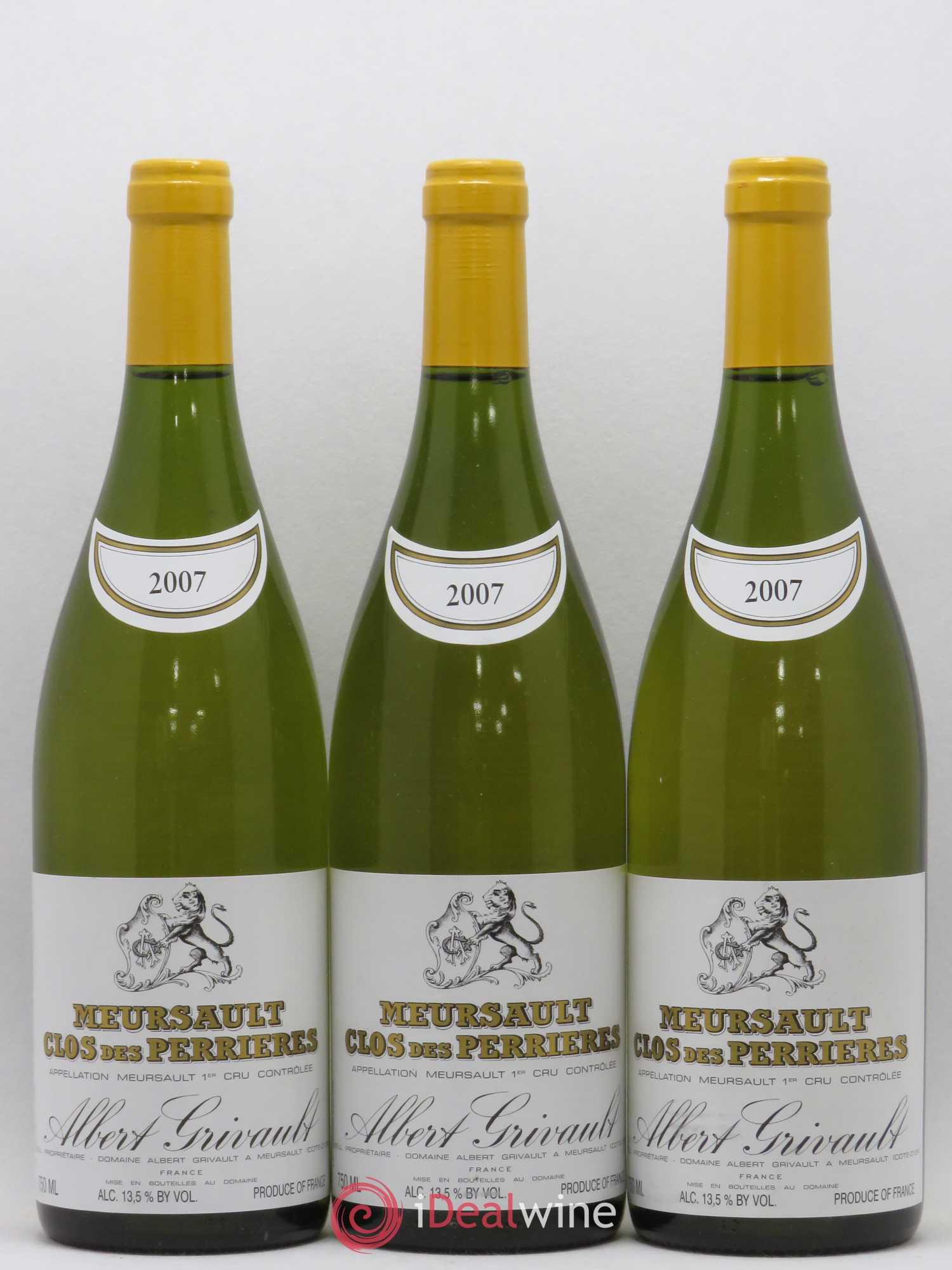 Meursault 1er Cru Clos des Perrières Monopole Albert Grivault 2007 - Lot de 3 bouteilles - 0
